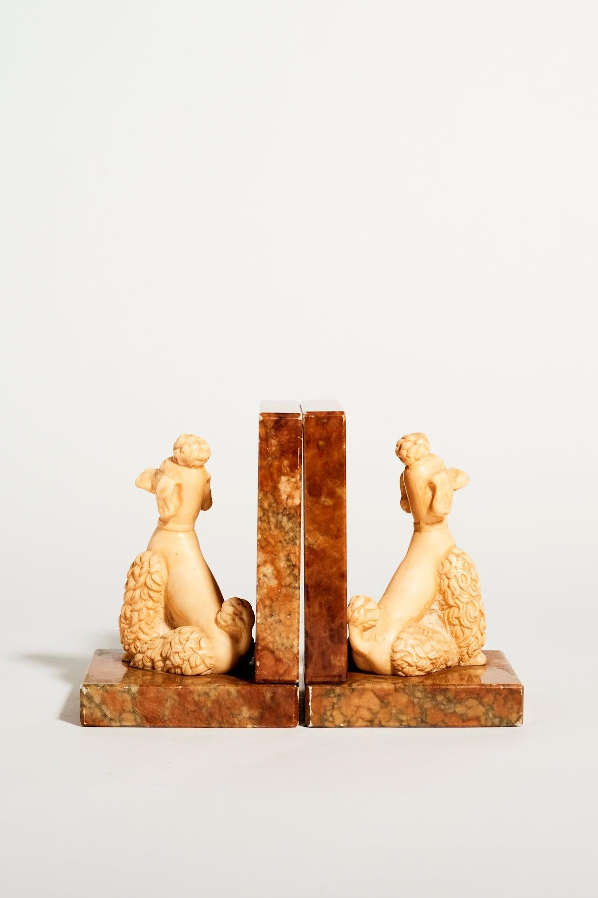 Italian Alabaster Poodle Bookends 2