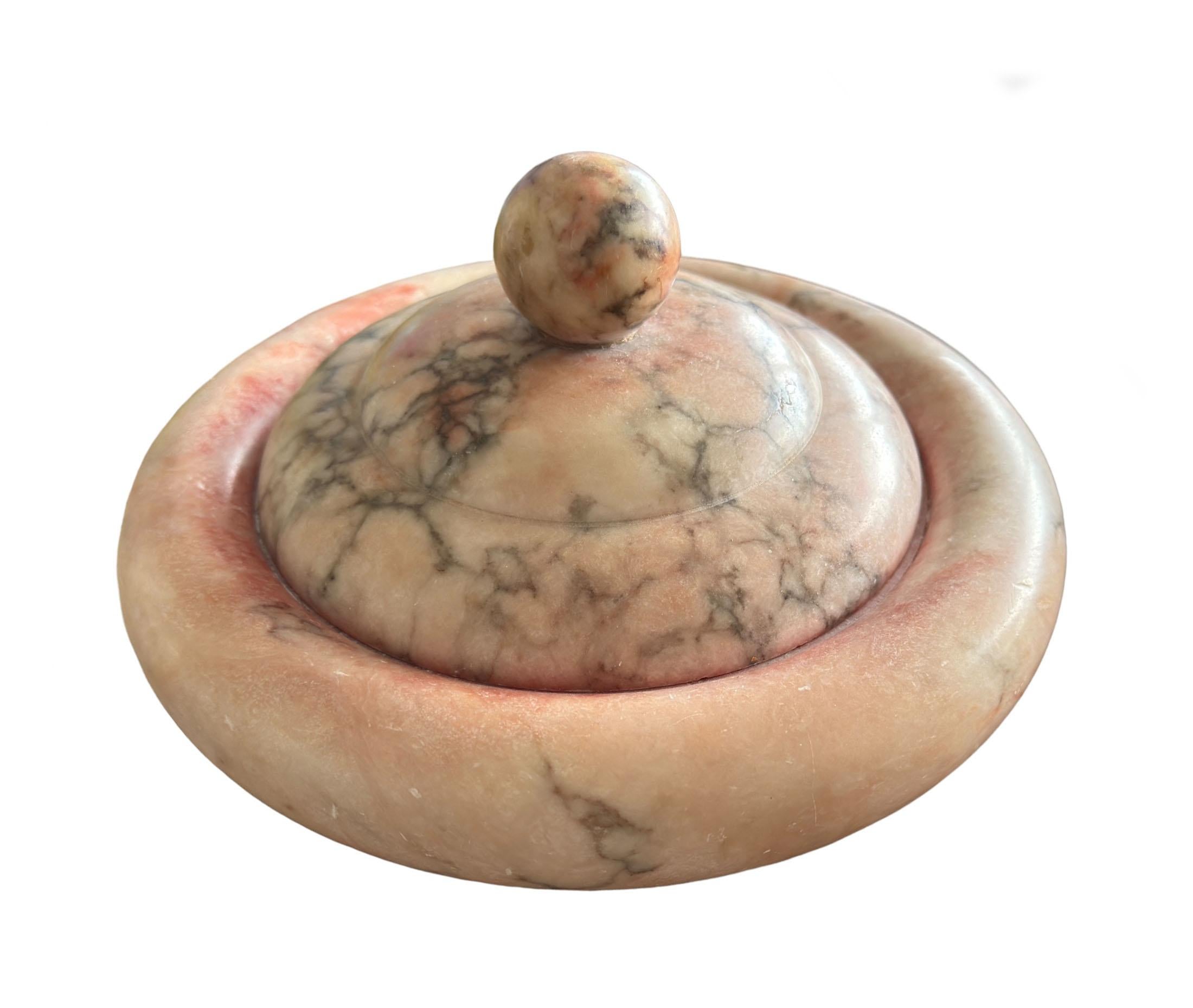 Italian Alabaster Round Box For Sale 1