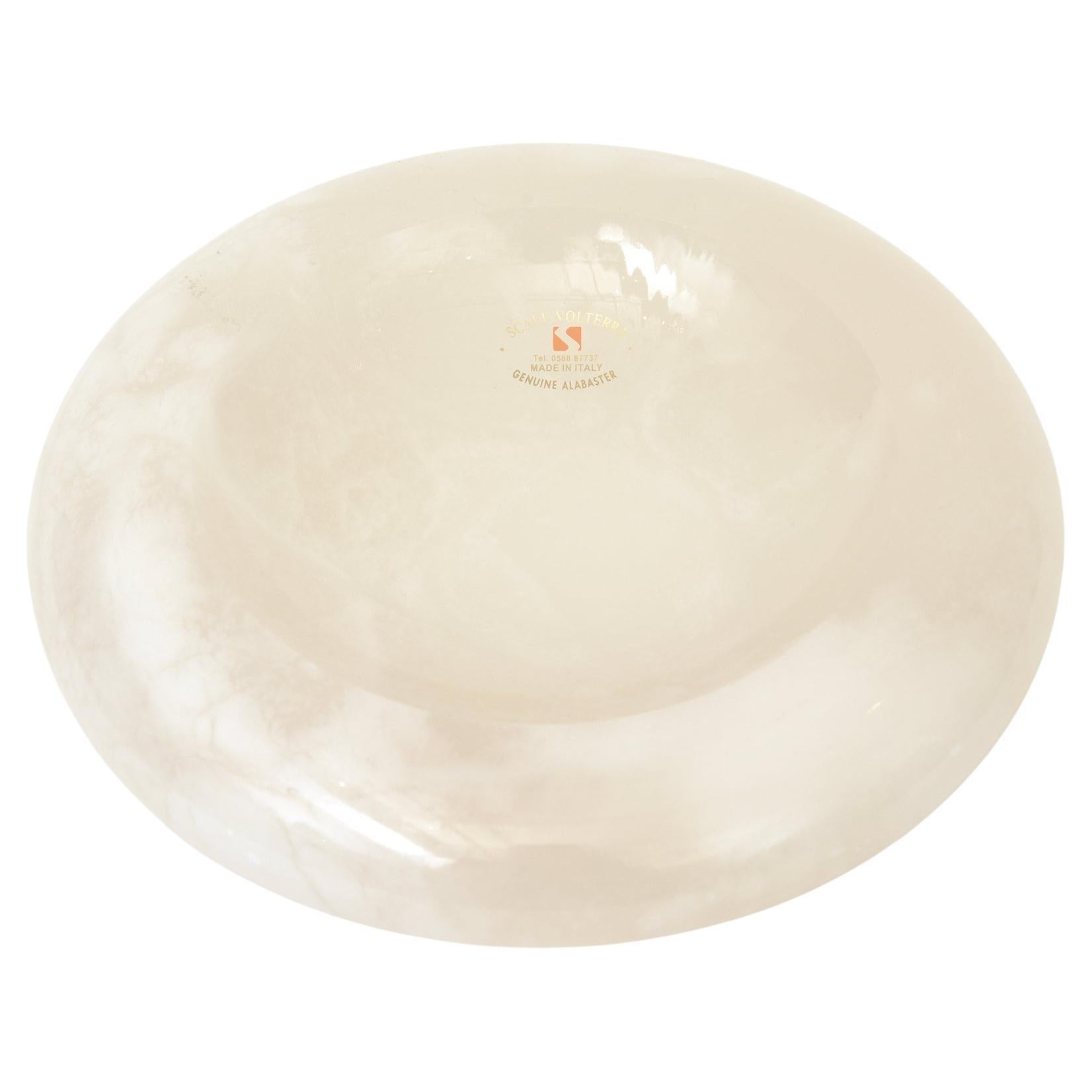 Bol rond en albâtre italien blanc chiné blanc cassé/ Vida-Poche Scali- Volterra en vente