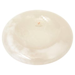 Italian Alabaster Round Mottled White Off White Bowl/ Vida-Poche Scali- Volterra