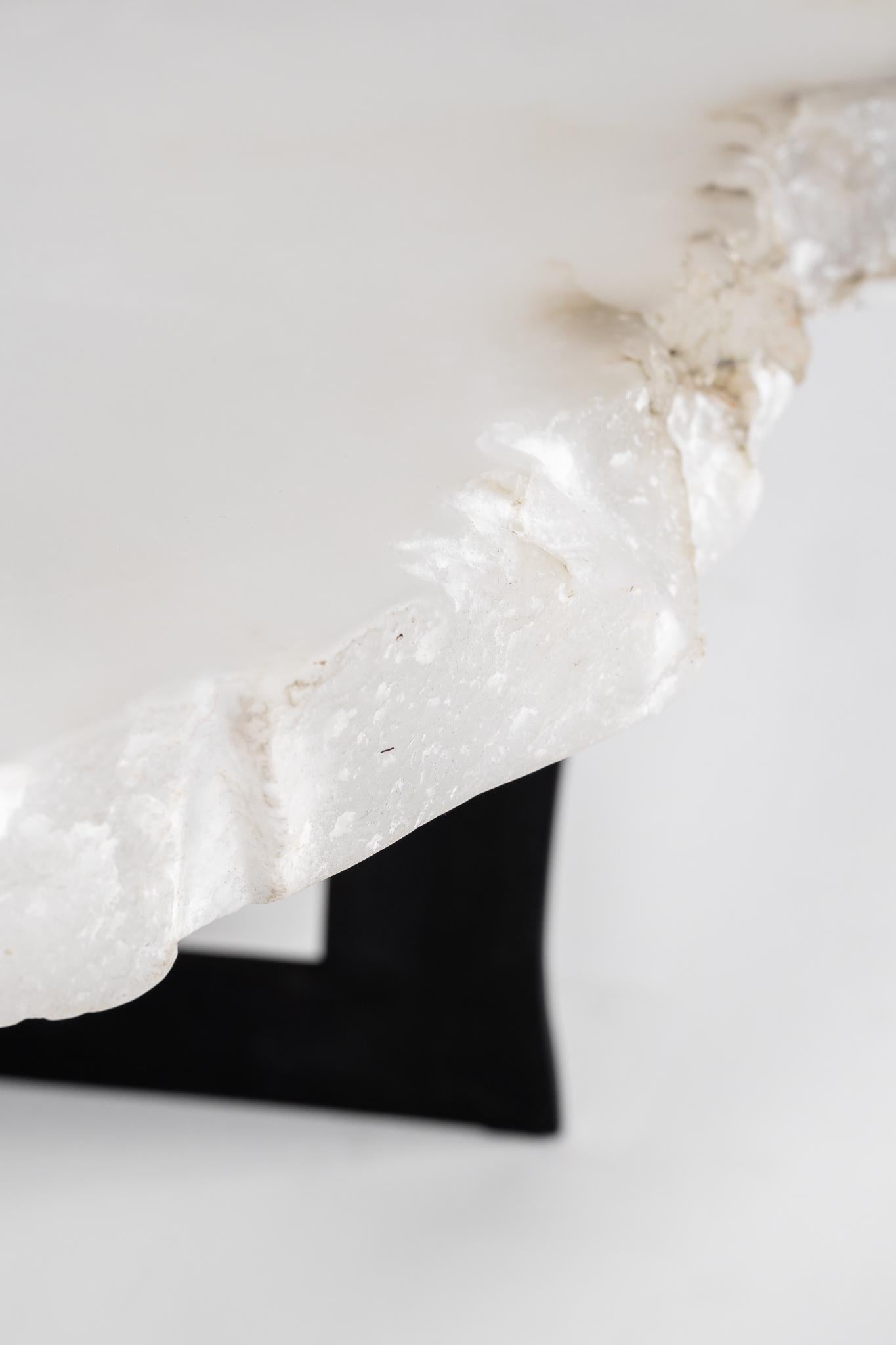 Organic Modern Italian Alabaster Slab on Steel Base Coffee Table