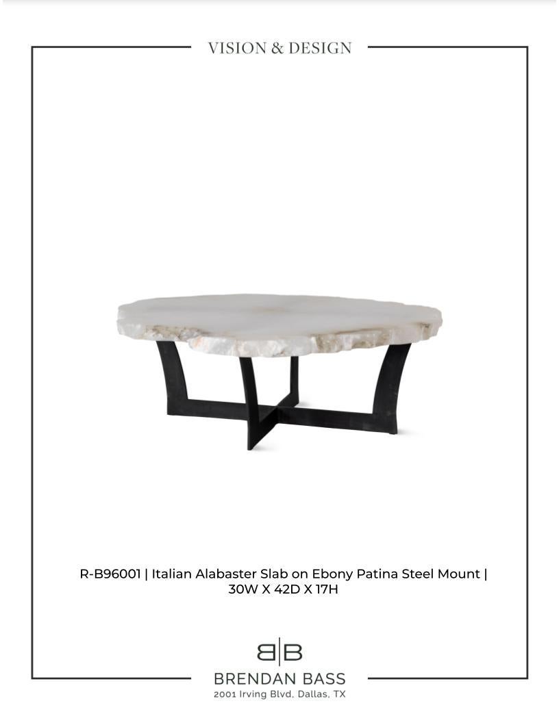 20th Century Italian Alabaster Slab on Steel Base Coffee Table
