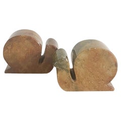 Italian Alabaster Snail Shaped Bookends