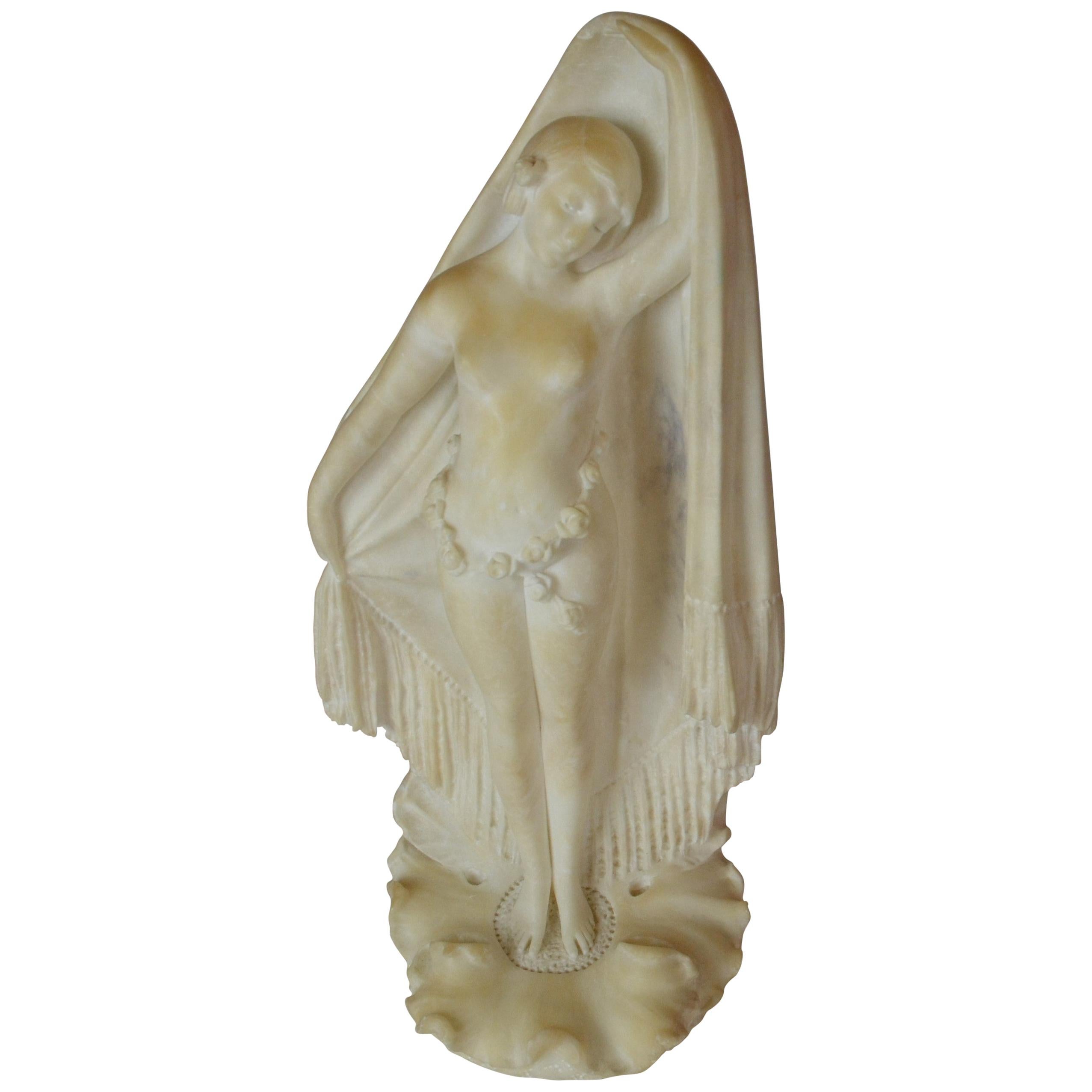 Statue italienne d'une fille en albâtre