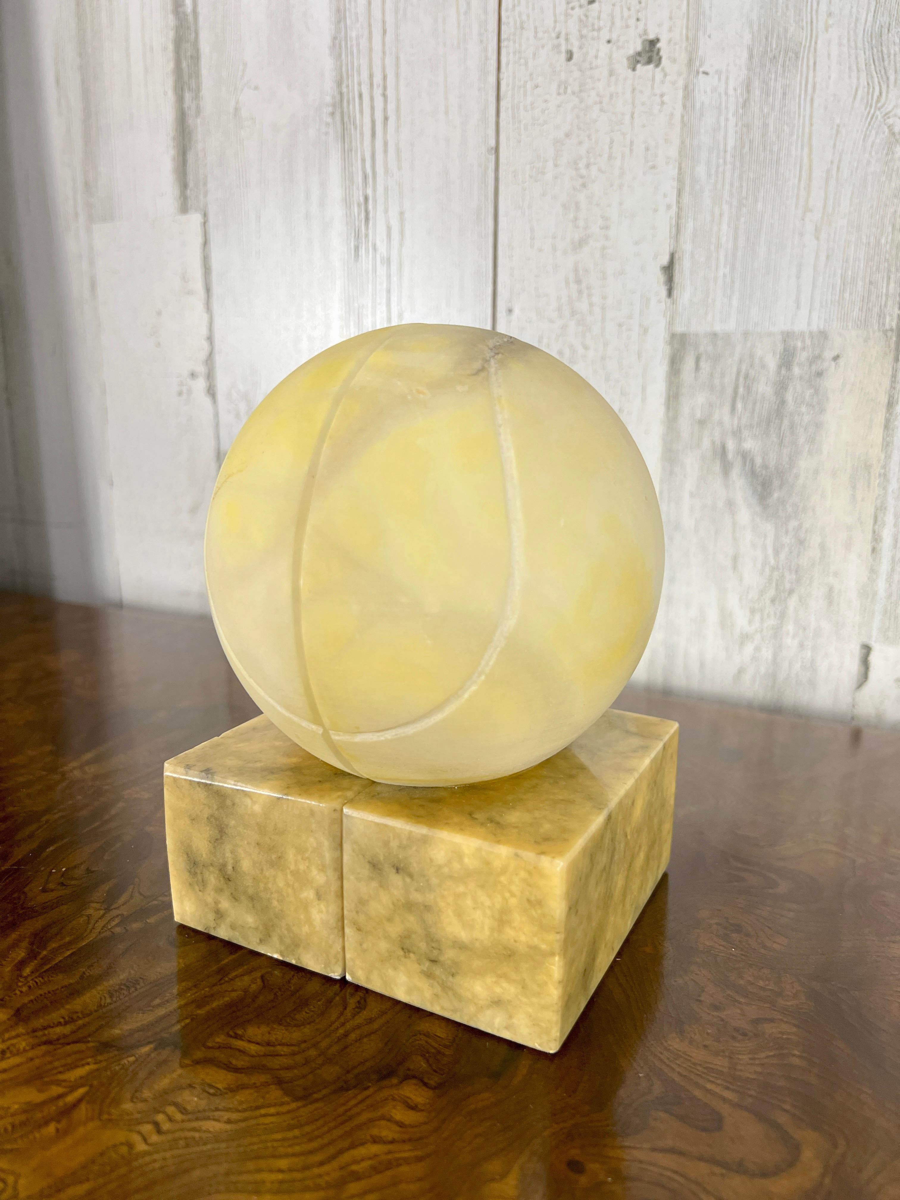 Italian Alabaster Tennis Ball Bookends  In Good Condition For Sale In Denton, TX