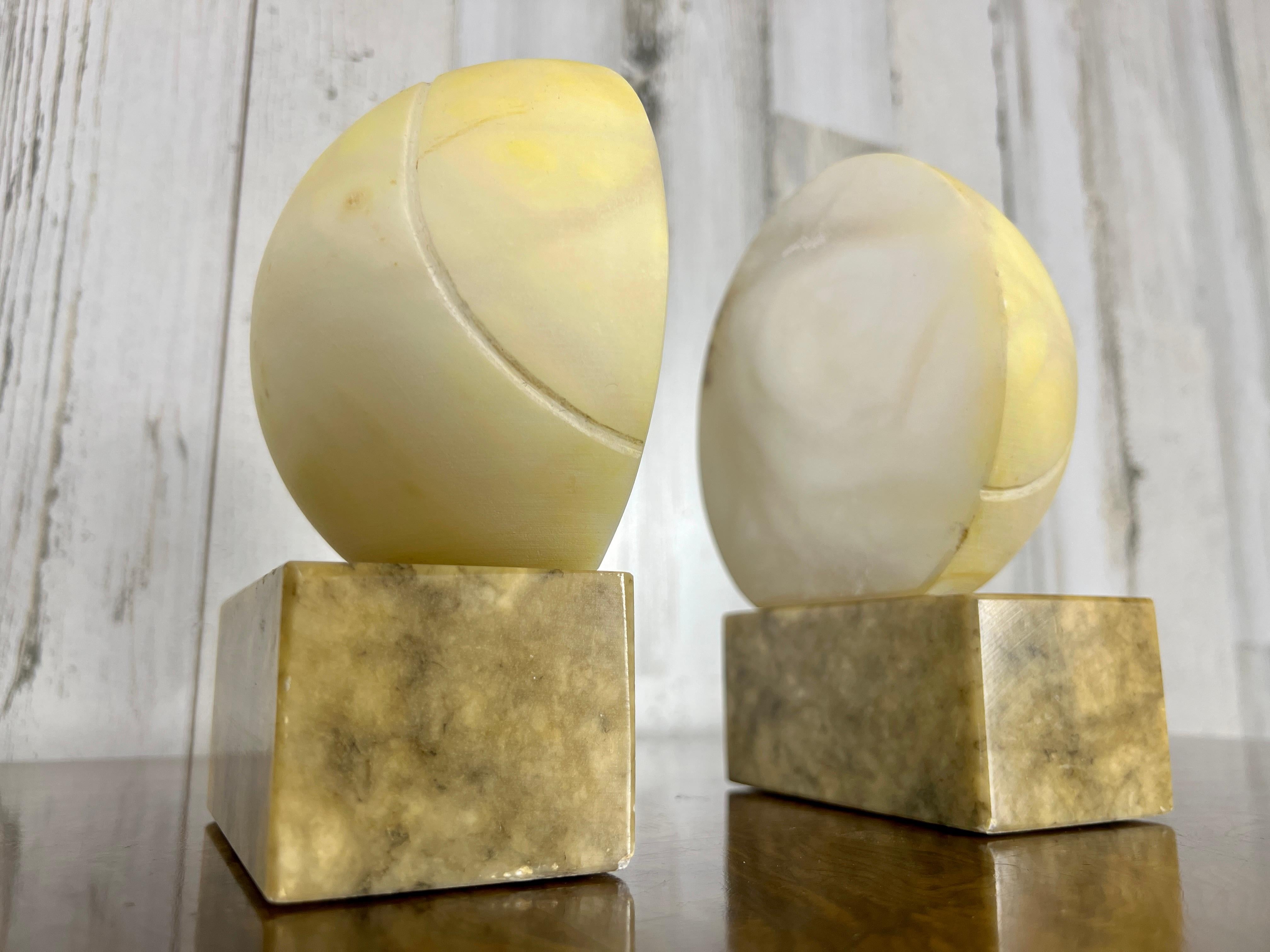 Italian Alabaster Tennis Ball Bookends  For Sale 3