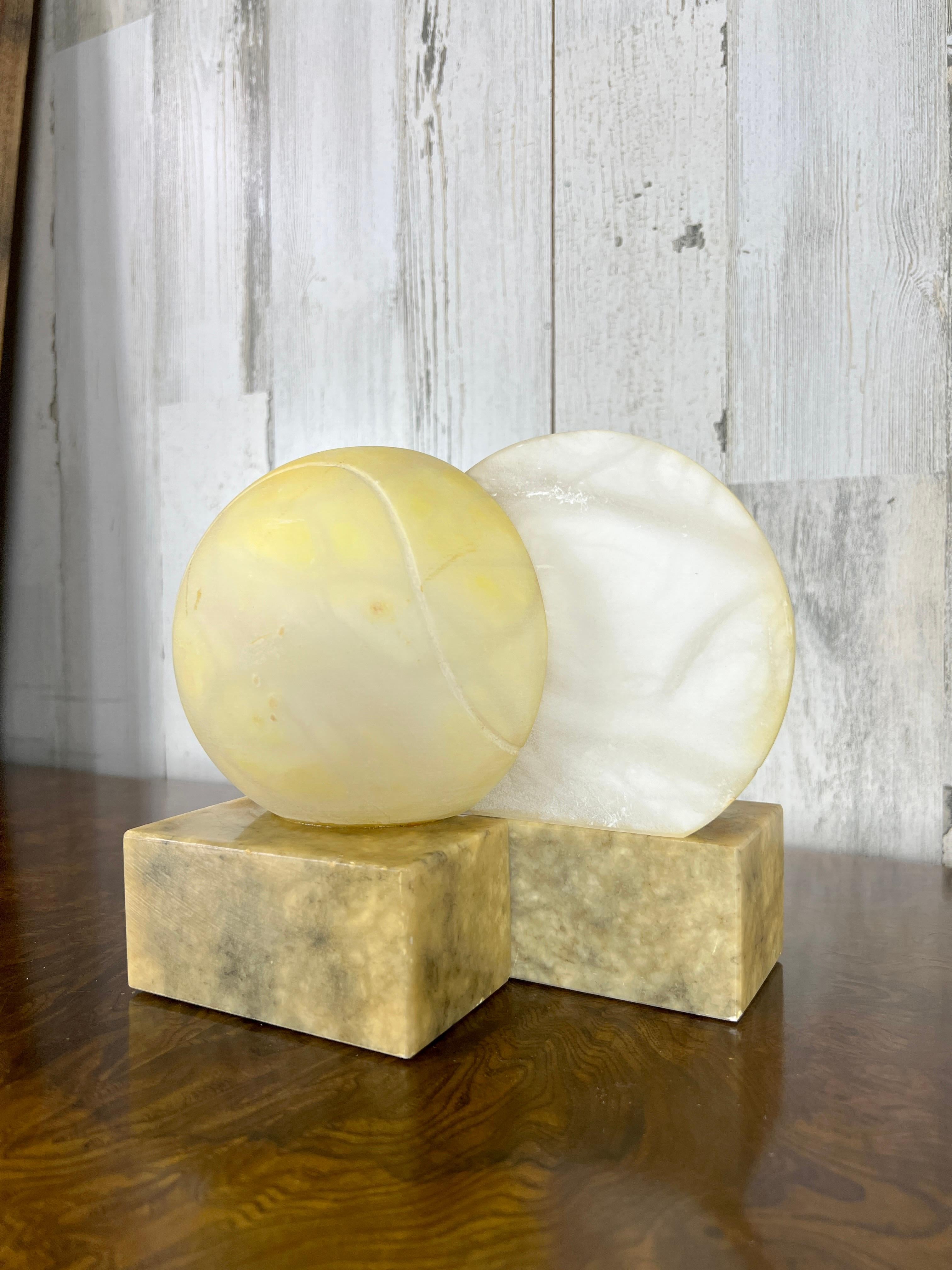 Italian Alabaster Tennis Ball Bookends  For Sale 4