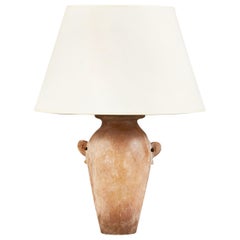 Italian Alabaster Vase with Loop Handles as a Table Lamp