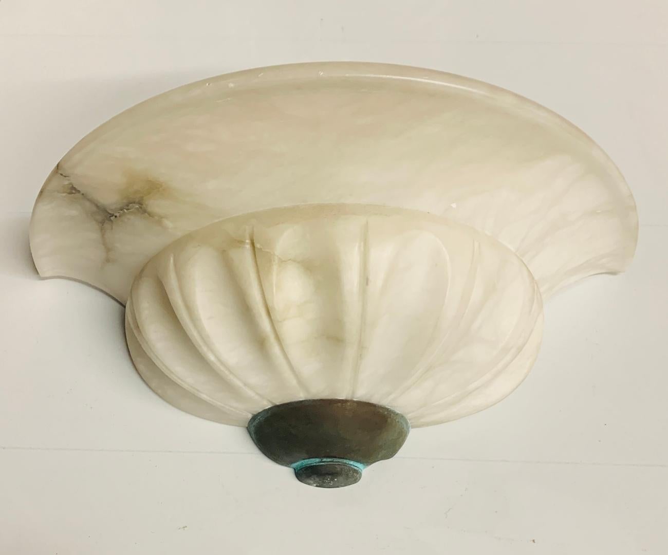 Italian Alabaster Wall Sconce with Bronze Accents 5