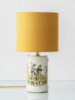Italian Albarello Apothecary Jar Table Lamp, 19th Century Renaissance Revival