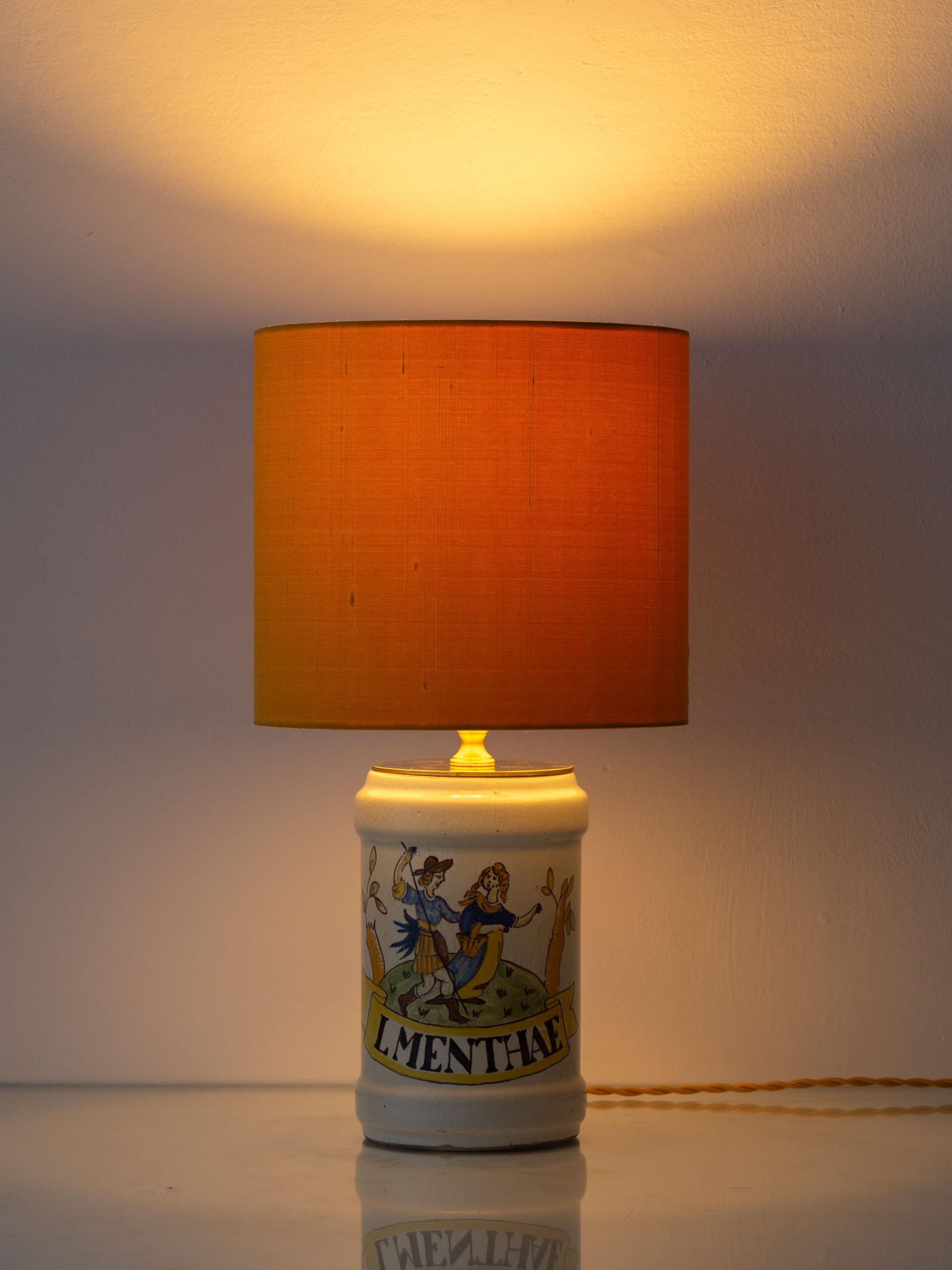 Lampada da tavolo italiana a vaso di Albarello, XIX secolo, Rinascimento In condizioni discrete in vendita a AMSTERDAM, NL