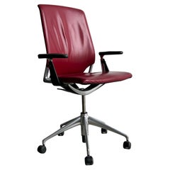 Vintage Italian Alberto Meda Office Chair for Vitra in Red Leather 1990