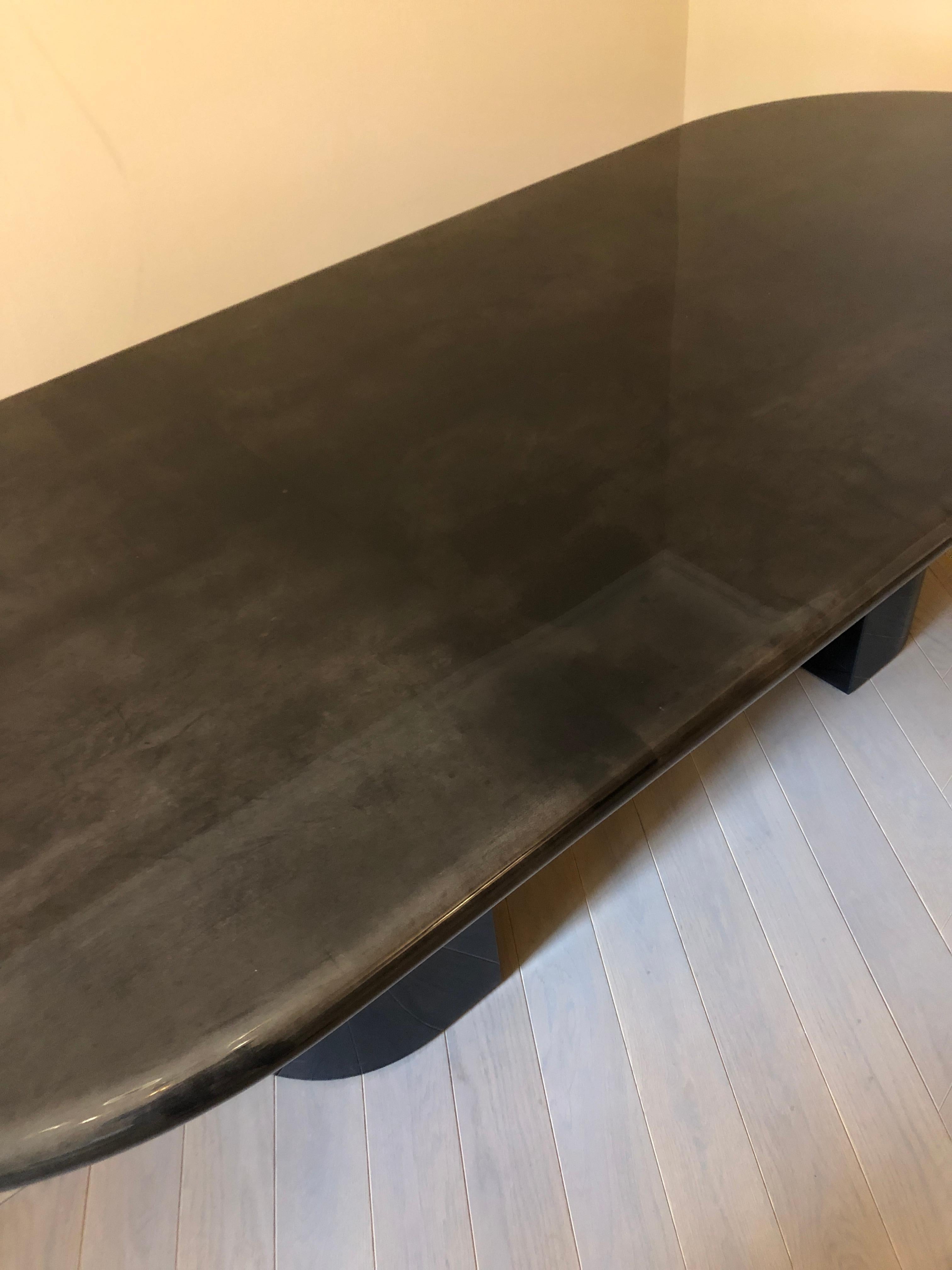 Italian Aldo Tura Goat Skin Oval Dining Table For Sale 2