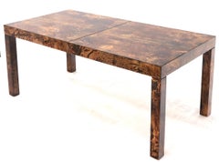 Italian Aldo Tura Goat Skin Parchment Rectangle Dining Table with One Leaf Board