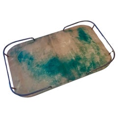Italian Aldo Tura Goatskin and Brass Handle Tray