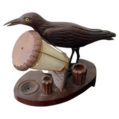 Lampe de bureau italienne Aldo Tura en bois avec porte-plume, années 1950
