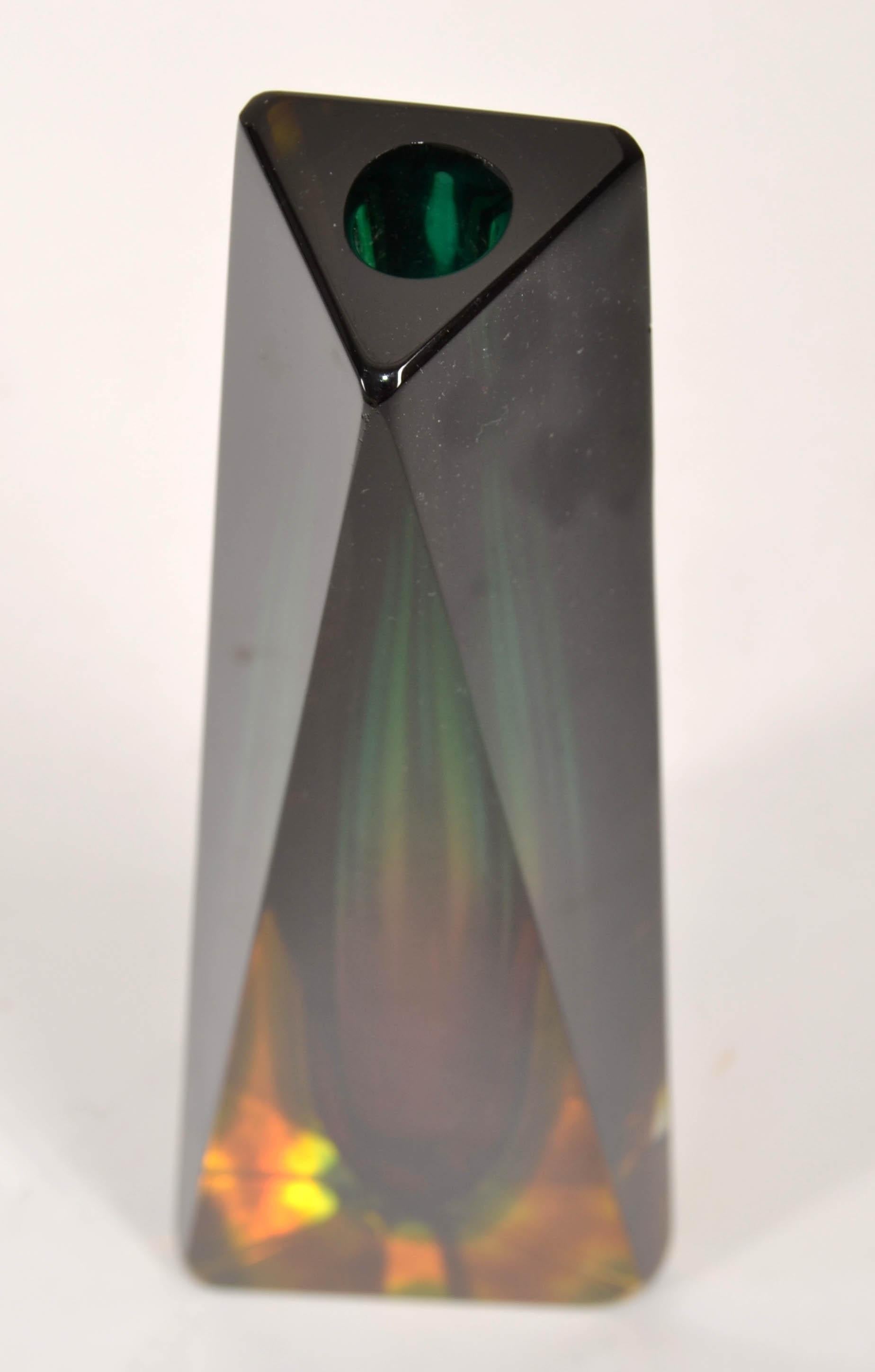 Vase Sommerso italien Alessandro Mandruzzato en verre d'art de Murano à triangles facettés en vente 4
