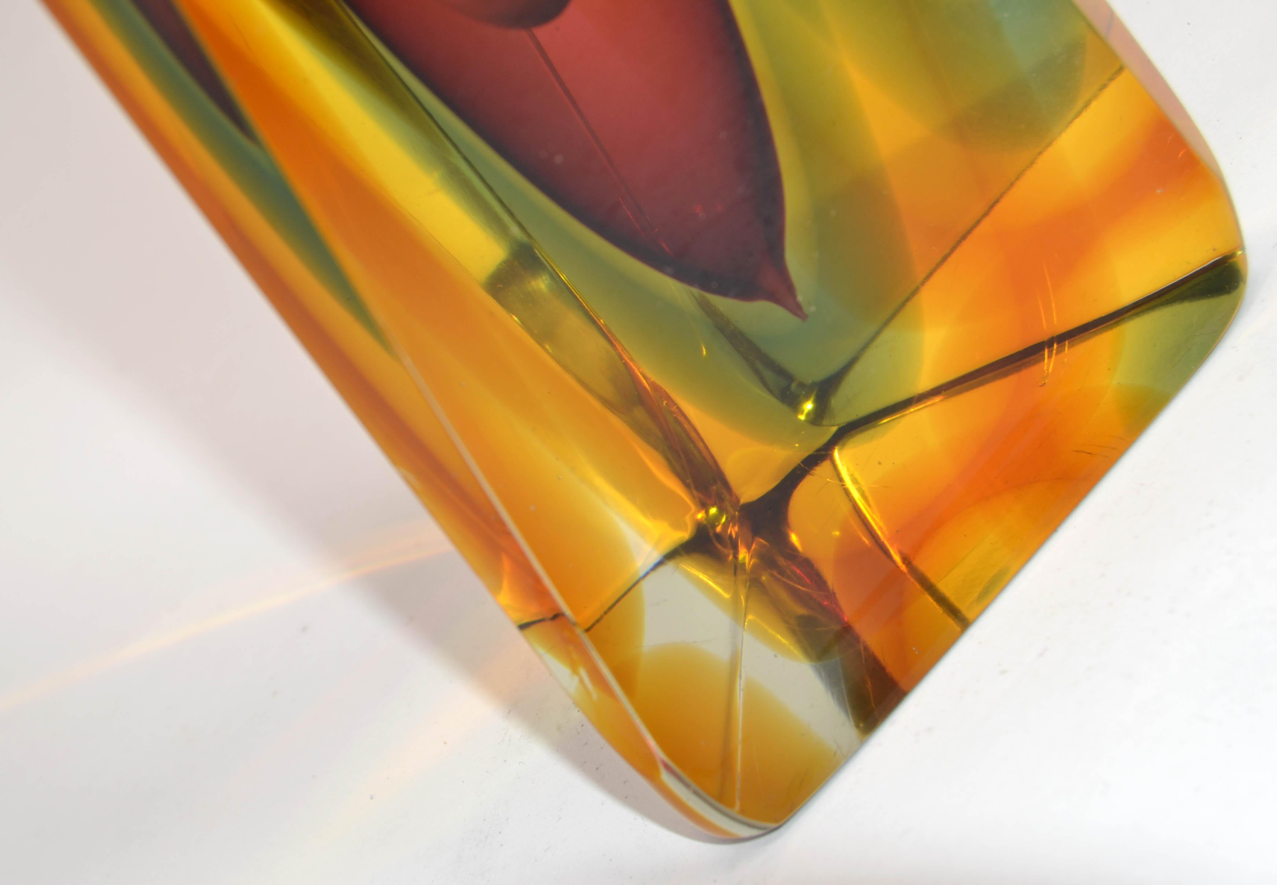 Vase Sommerso italien Alessandro Mandruzzato en verre d'art de Murano à triangles facettés en vente 5
