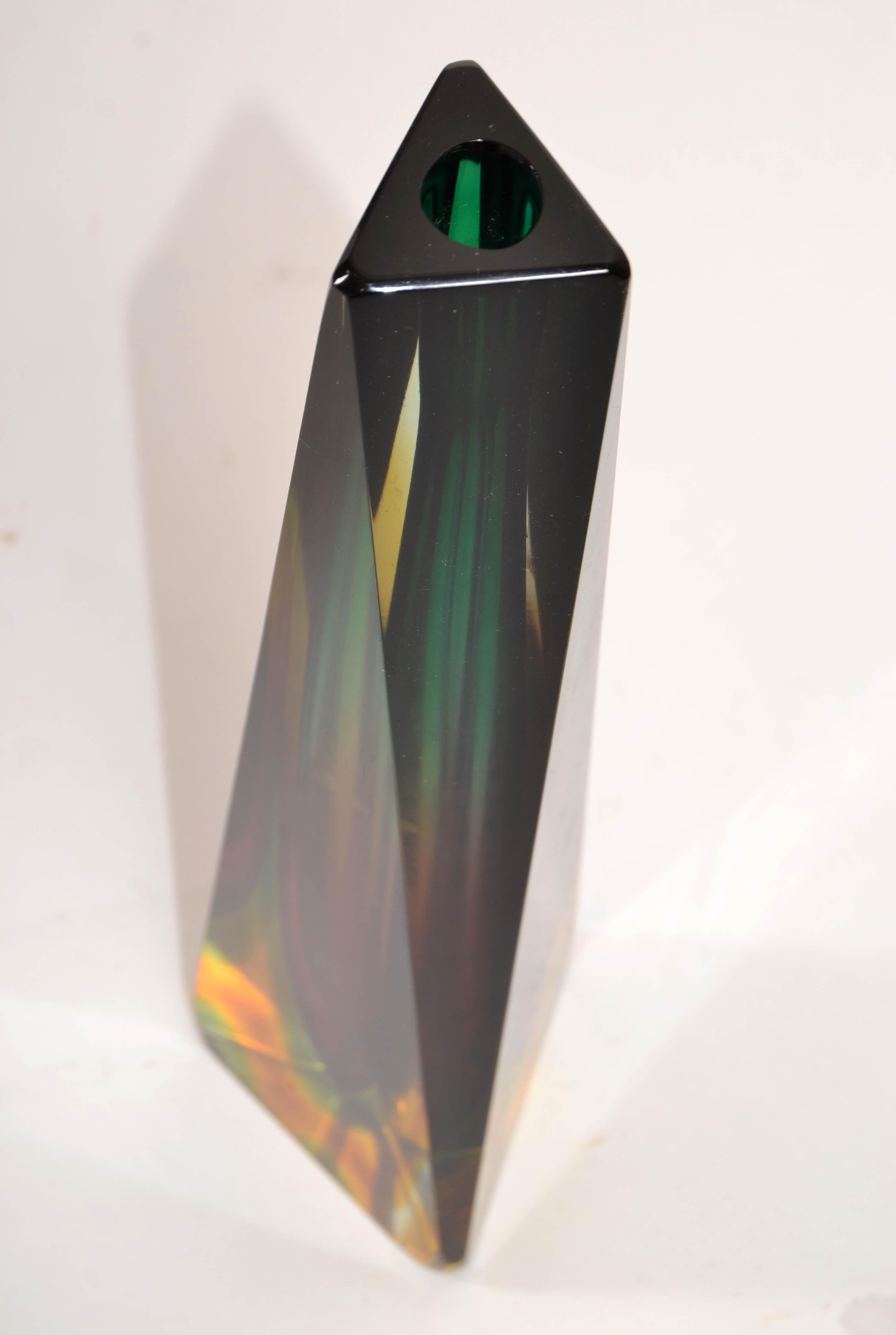Vase Sommerso italien Alessandro Mandruzzato en verre d'art de Murano à triangles facettés en vente 6