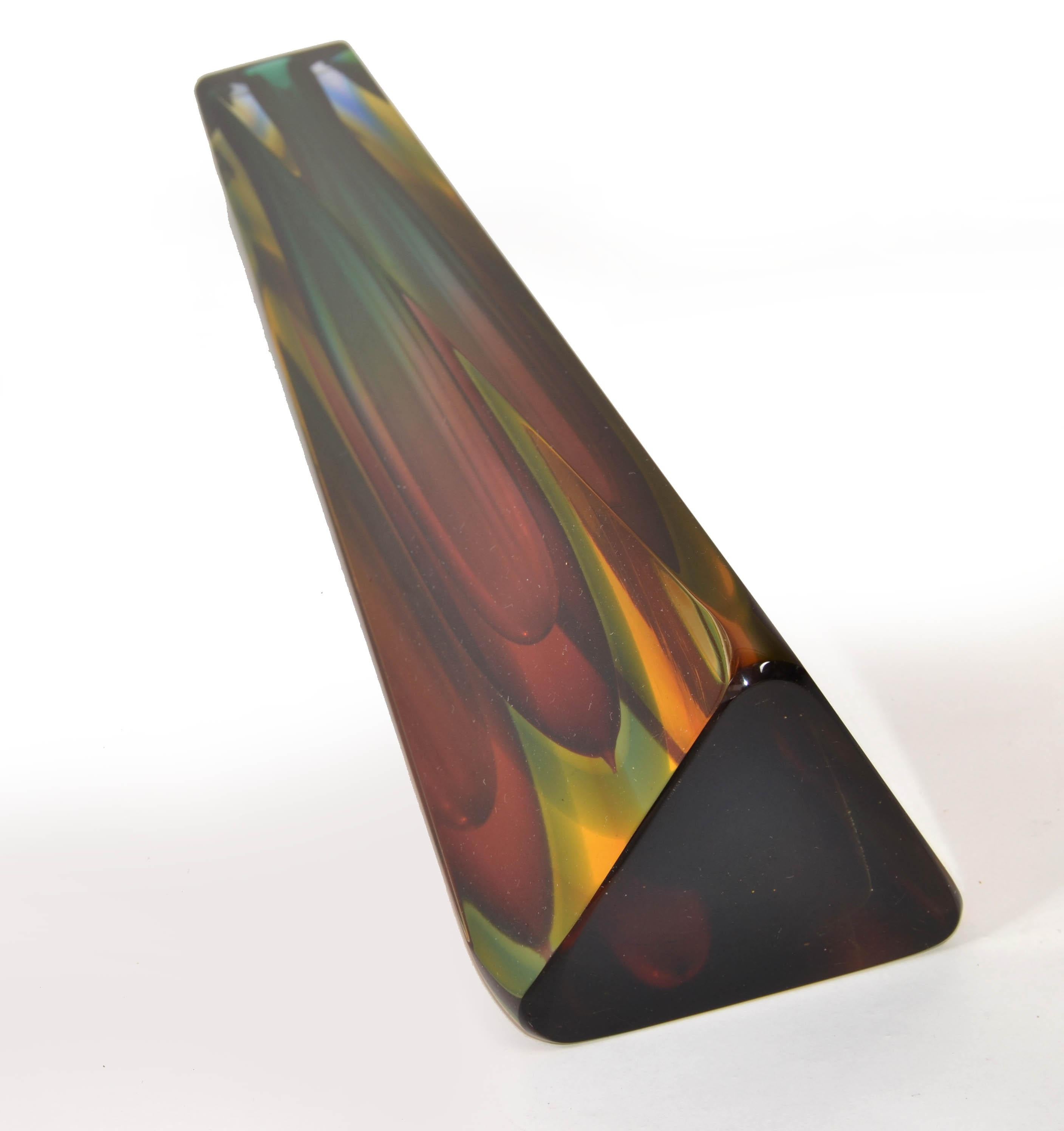 Vase Sommerso italien Alessandro Mandruzzato en verre d'art de Murano à triangles facettés en vente 7