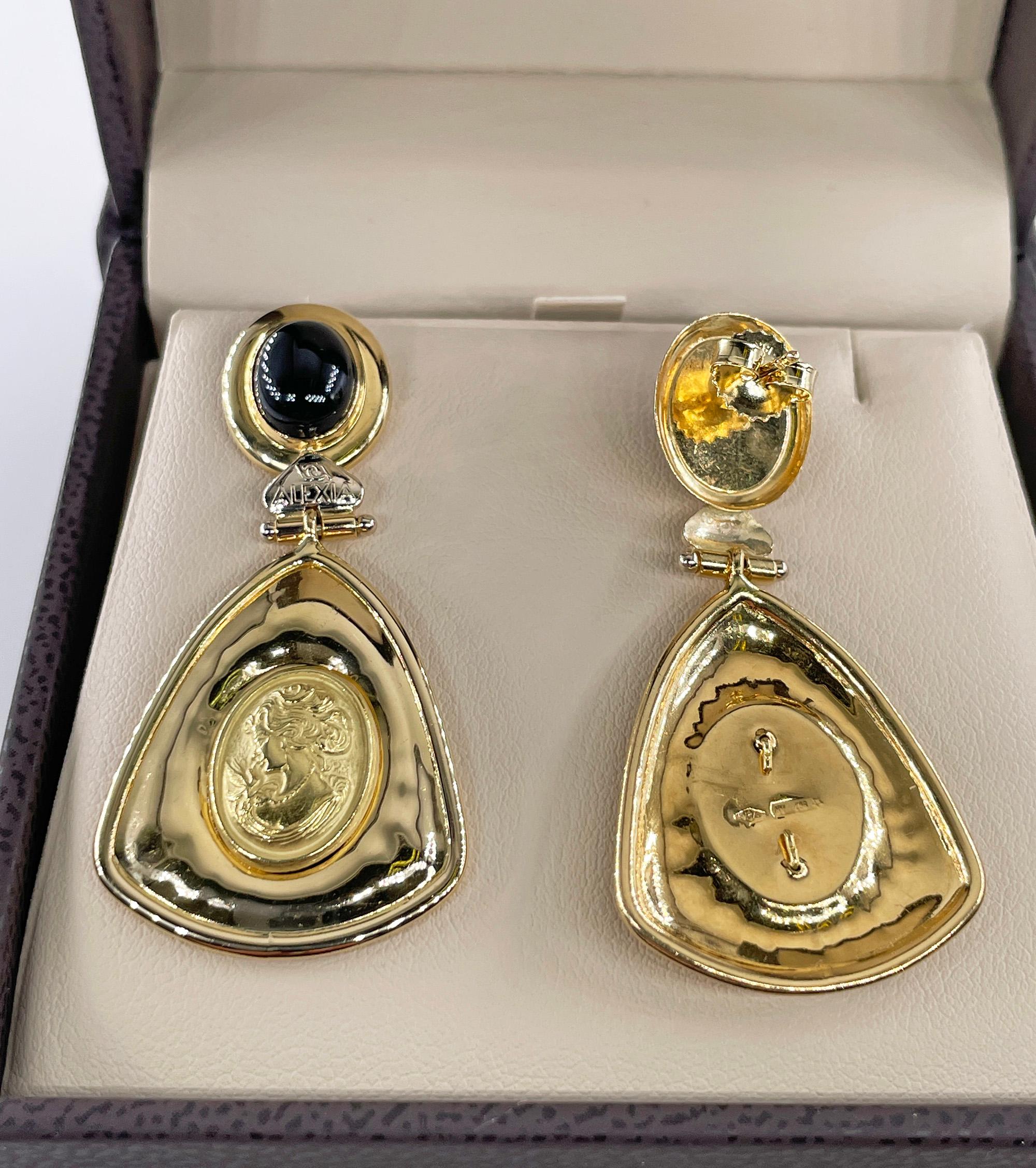 Cabochon Orecchini pendenti in onice nera 
