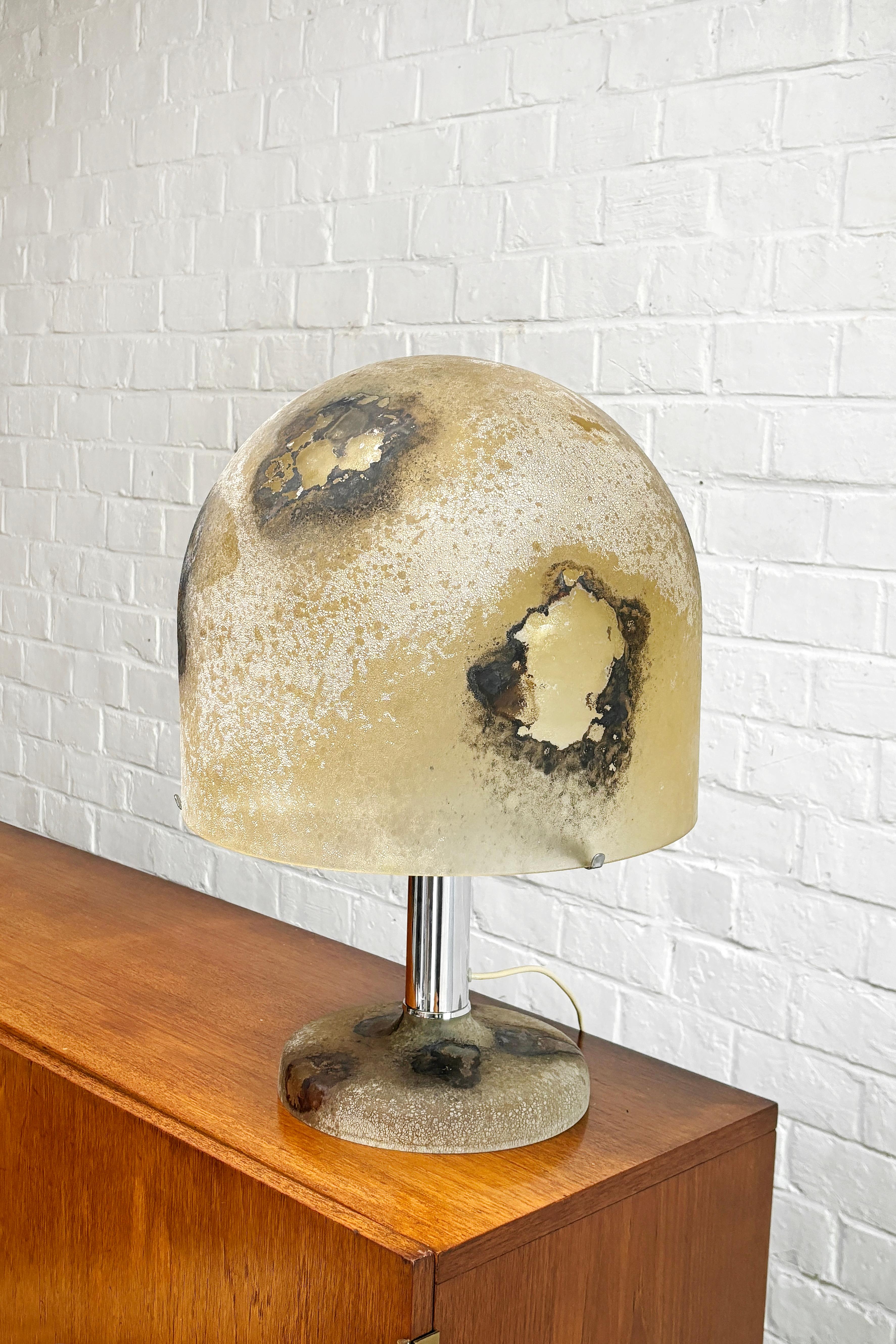 Mid-Century Modern Italian Alfredo Barbini 'Medusa' Table Lamp Scavo Glass Venini 1960s For Sale