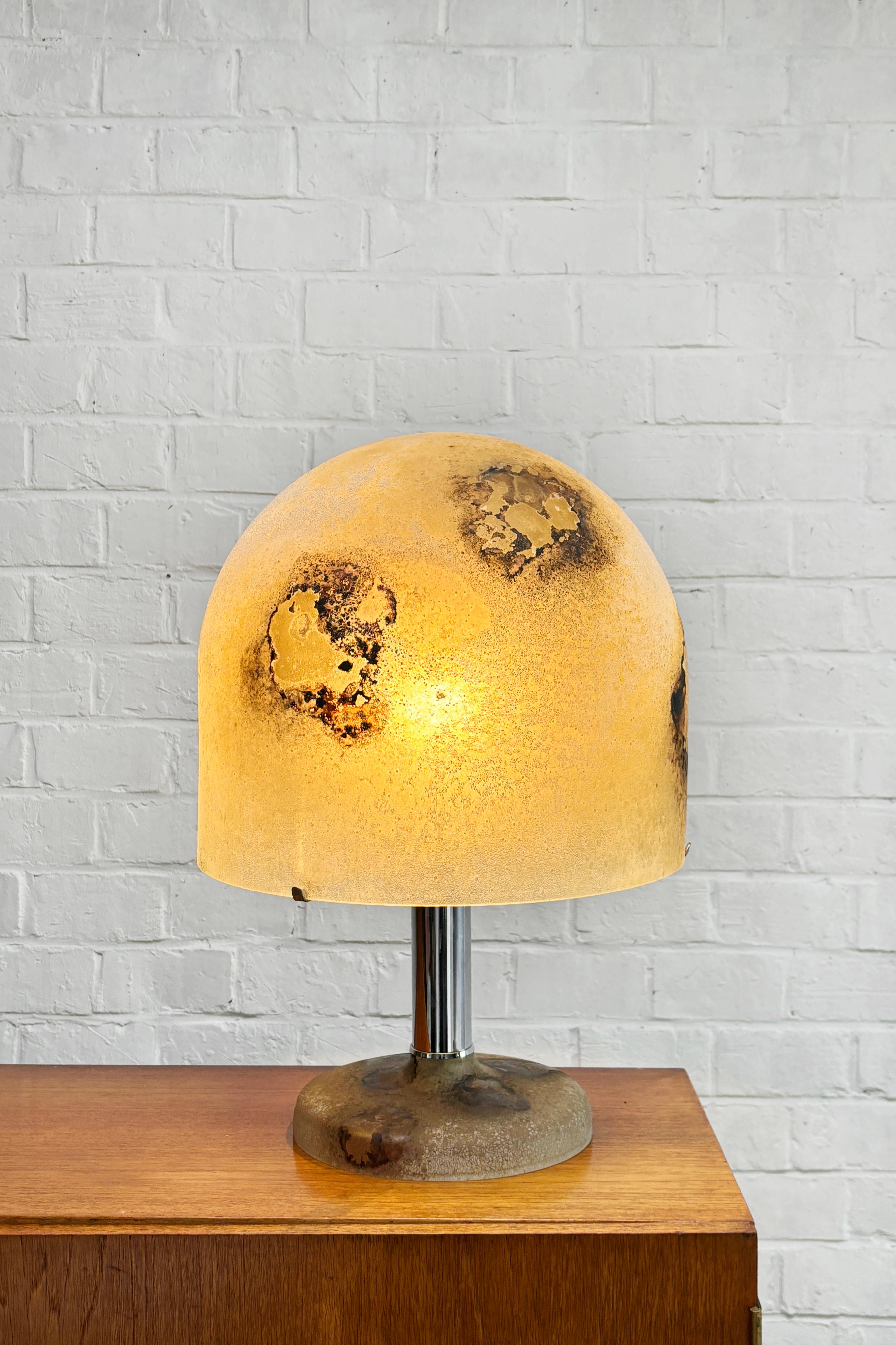 Mid-20th Century Italian Alfredo Barbini 'Medusa' Table Lamp Scavo Glass Venini 1960s For Sale