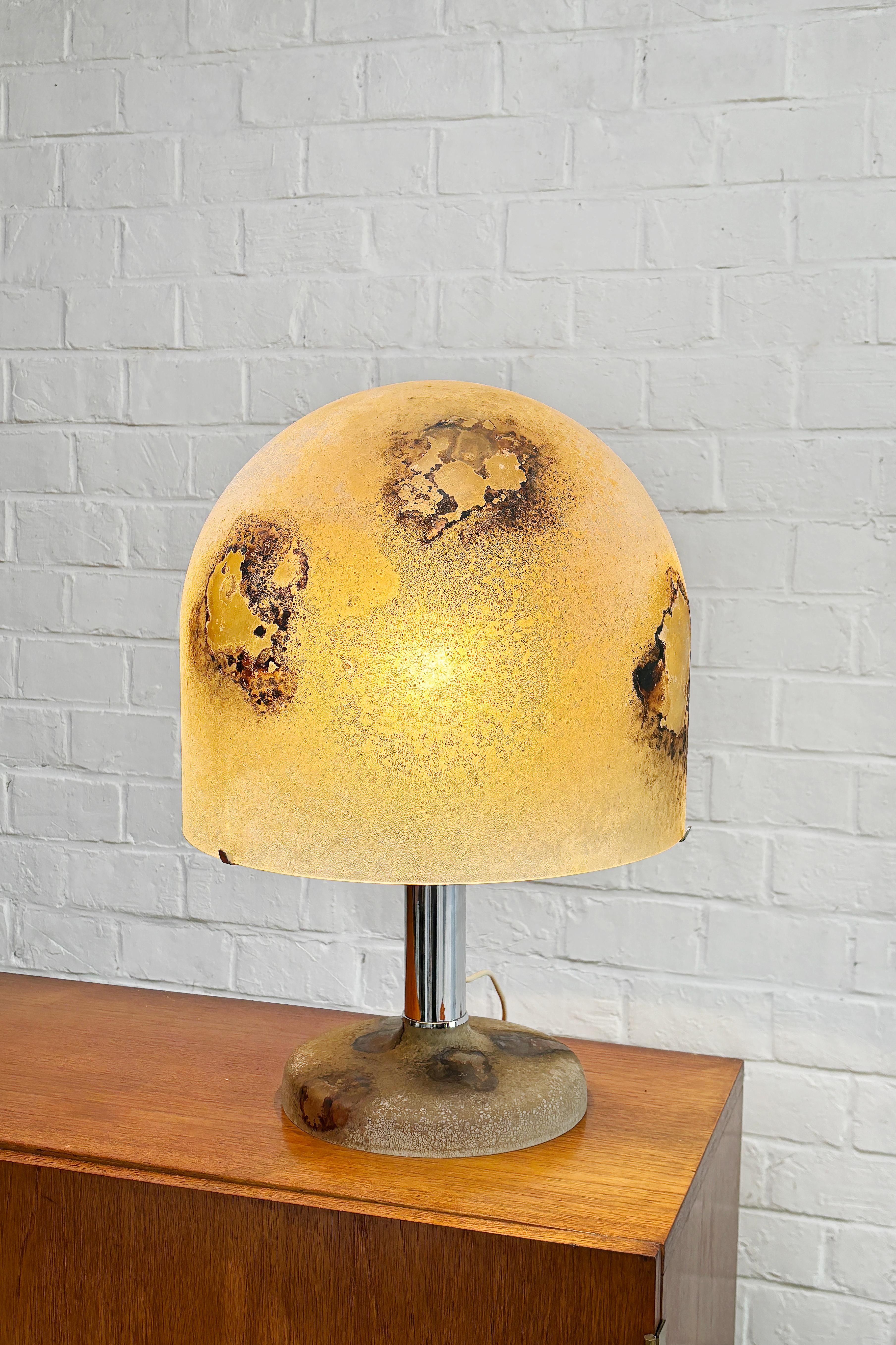 Metal Italian Alfredo Barbini 'Medusa' Table Lamp Scavo Glass Venini 1960s For Sale