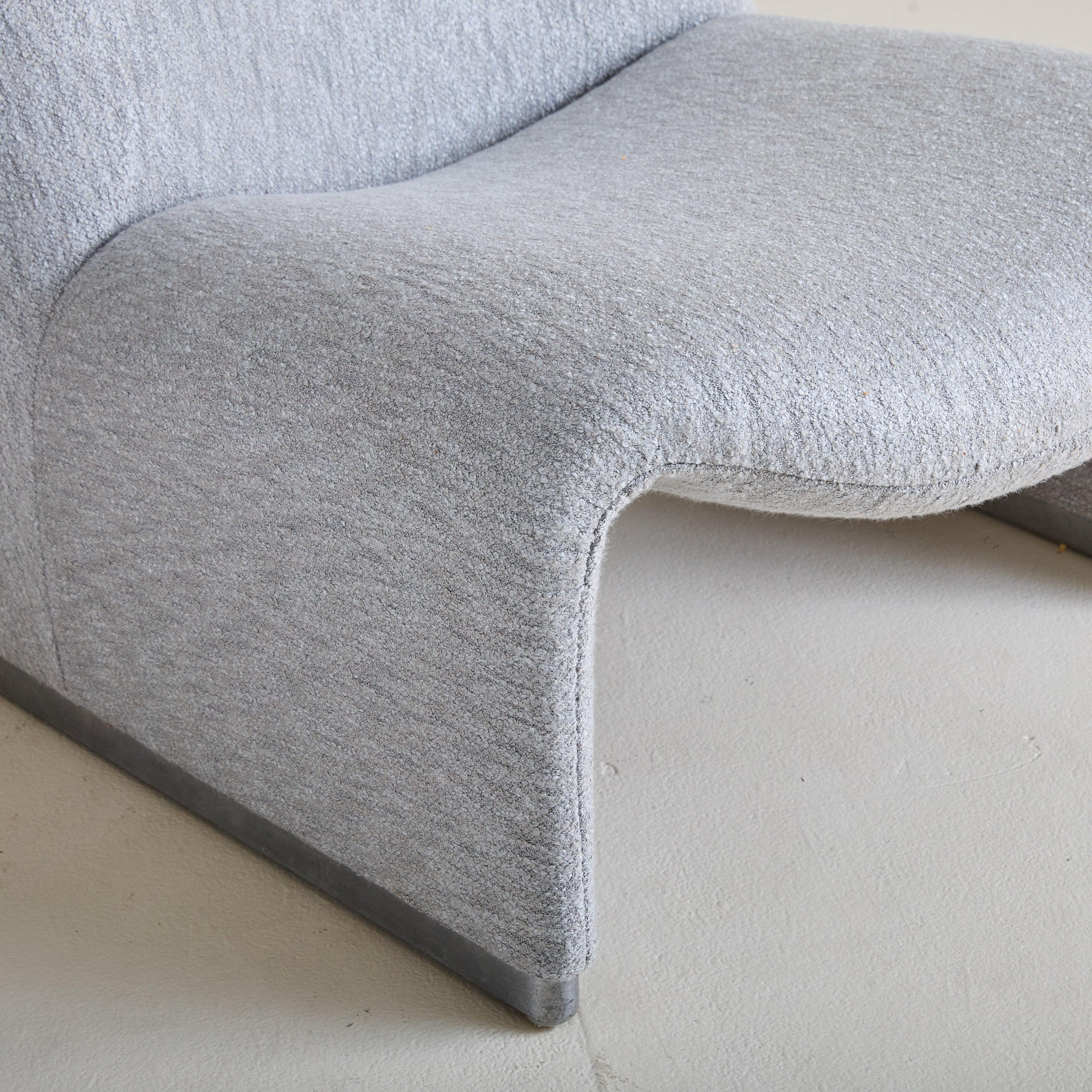 Italienischer Stuhl 'Alky' aus grauem Wollbouclé von Giancarlo PIretti für Castelli, 1969 (Mitte des 20. Jahrhunderts) im Angebot