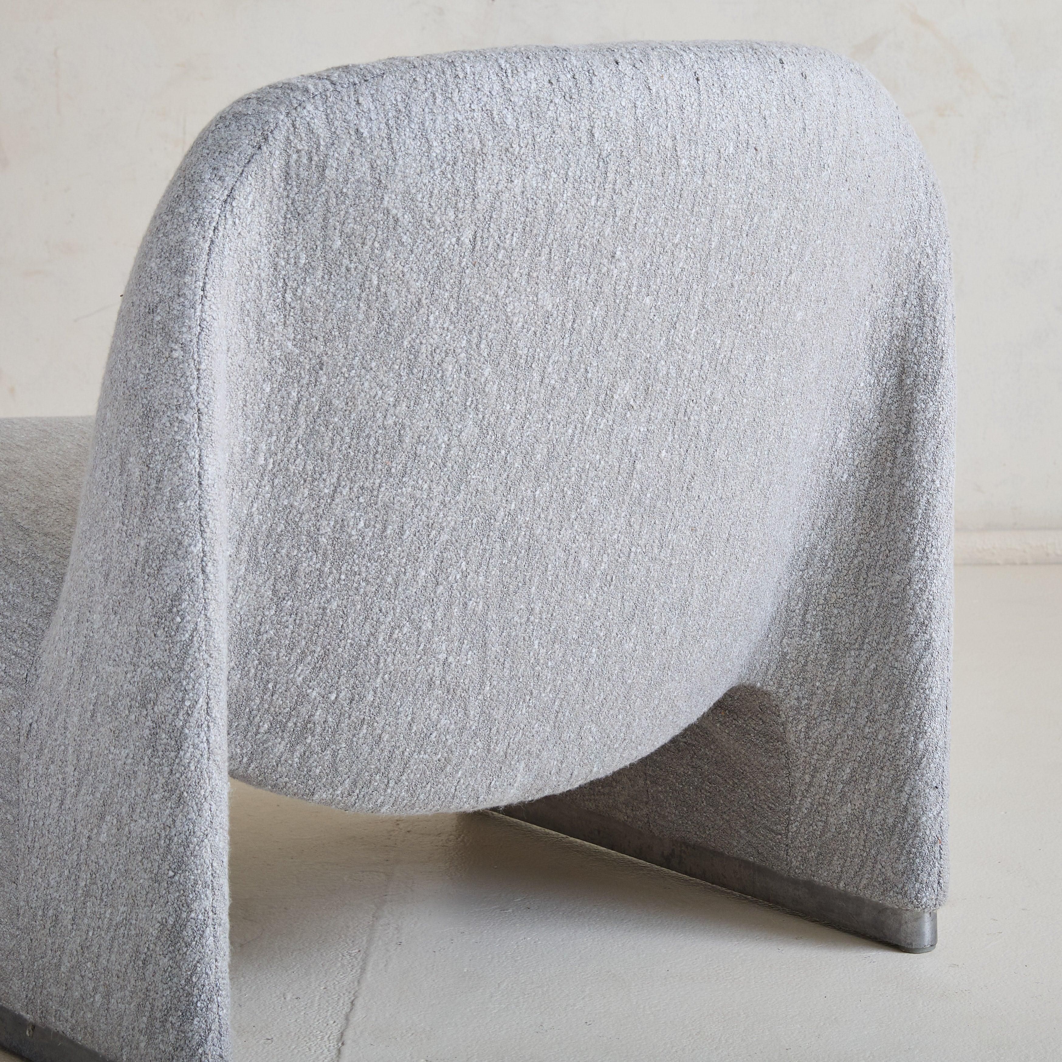 Italienischer Stuhl 'Alky' aus grauem Wollbouclé von Giancarlo PIretti für Castelli, 1969 (Metall) im Angebot