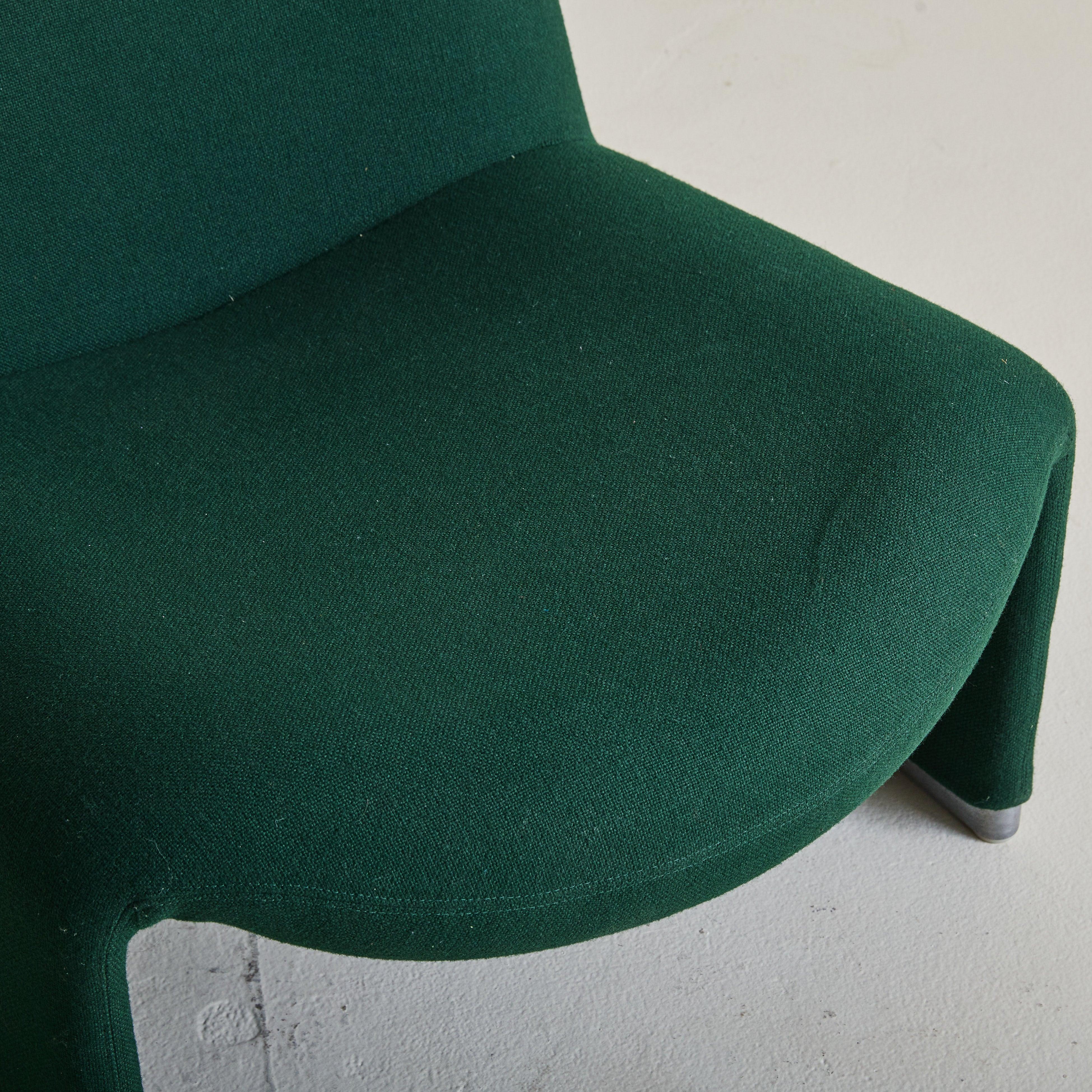 Metal Italian ‘Alky’ Chair in Green Upholstery by Giancarlo PIretti for Castelli, 1969