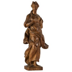 Italian Allegory Wood Sculpture, Venice 18th Century Carved