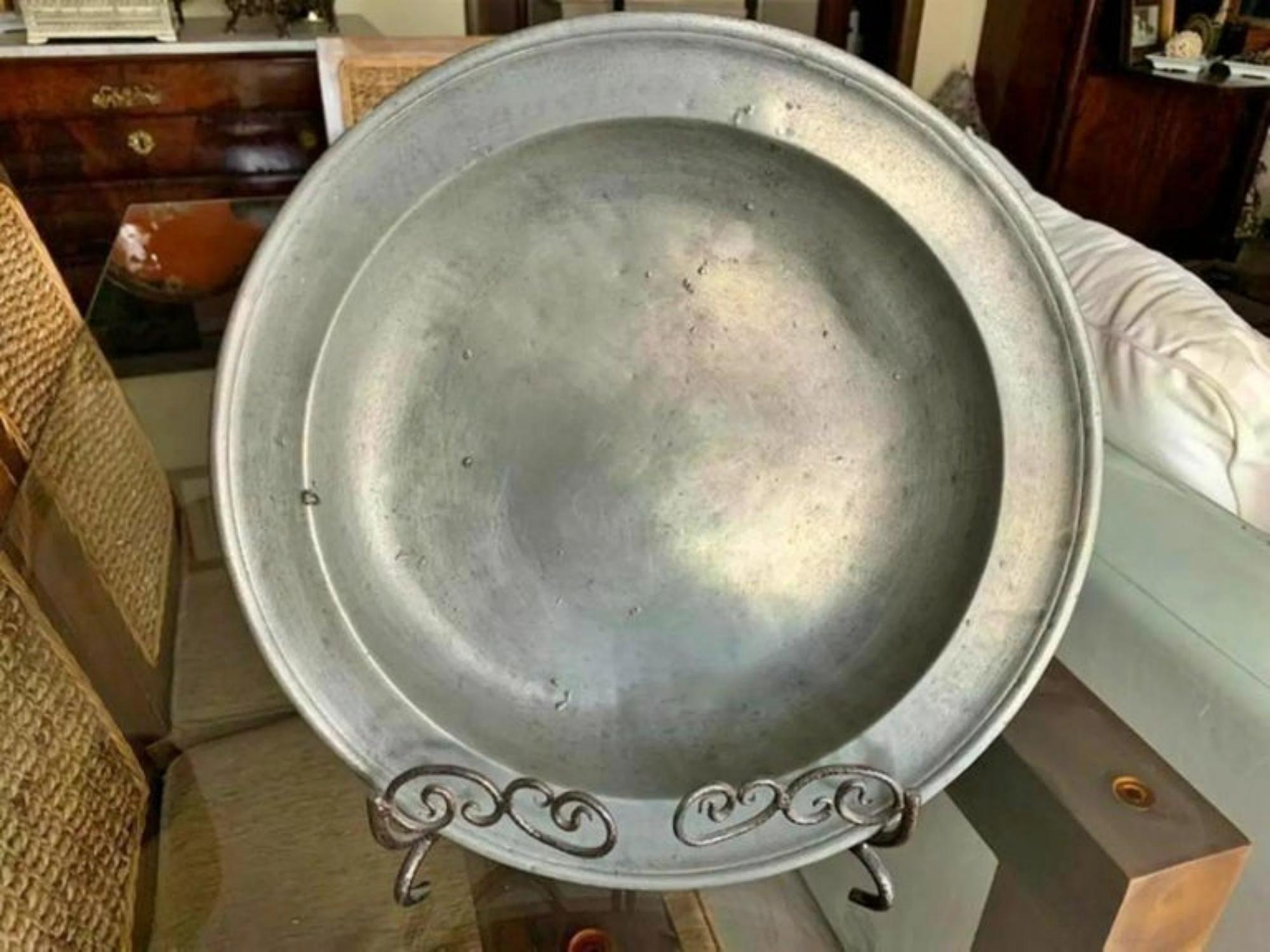 Metal Italian Alms Plate 17th Century For Sale