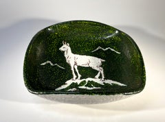 Italian Alpine Mountain Chamois, Ceramic Fat Lava Glazed Dish, Italy 1960's