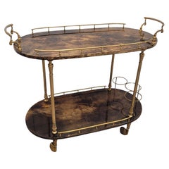 Italian Also Tura Side table / Barcart, goatskin and brass