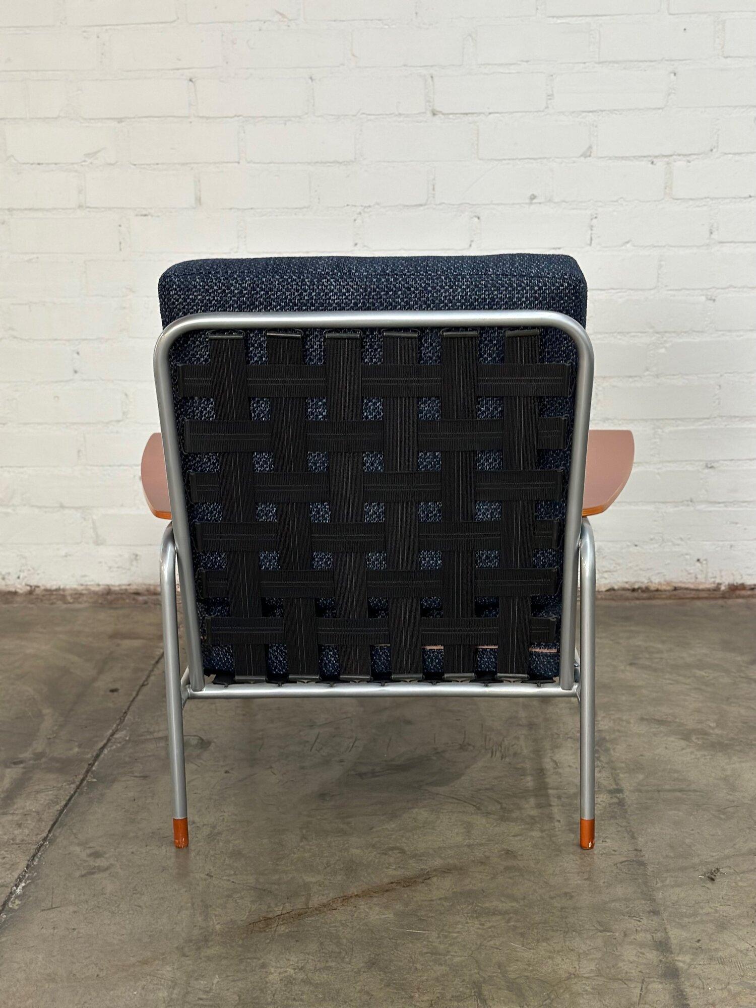 Fabric Italian Aluminum Lounge Chair & Ottoman- Set For Sale