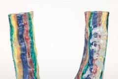 Italian Amalfi Mid-Century Guido Gambone Style Art Pottery Twin Spout Vase