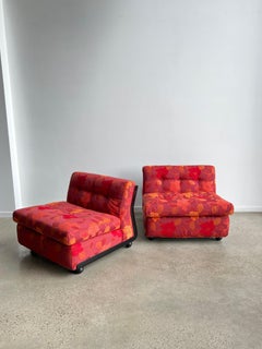 Italian Amanta Chairs Fabric and Black Base by Mario Bellini for B&B Italia 1970