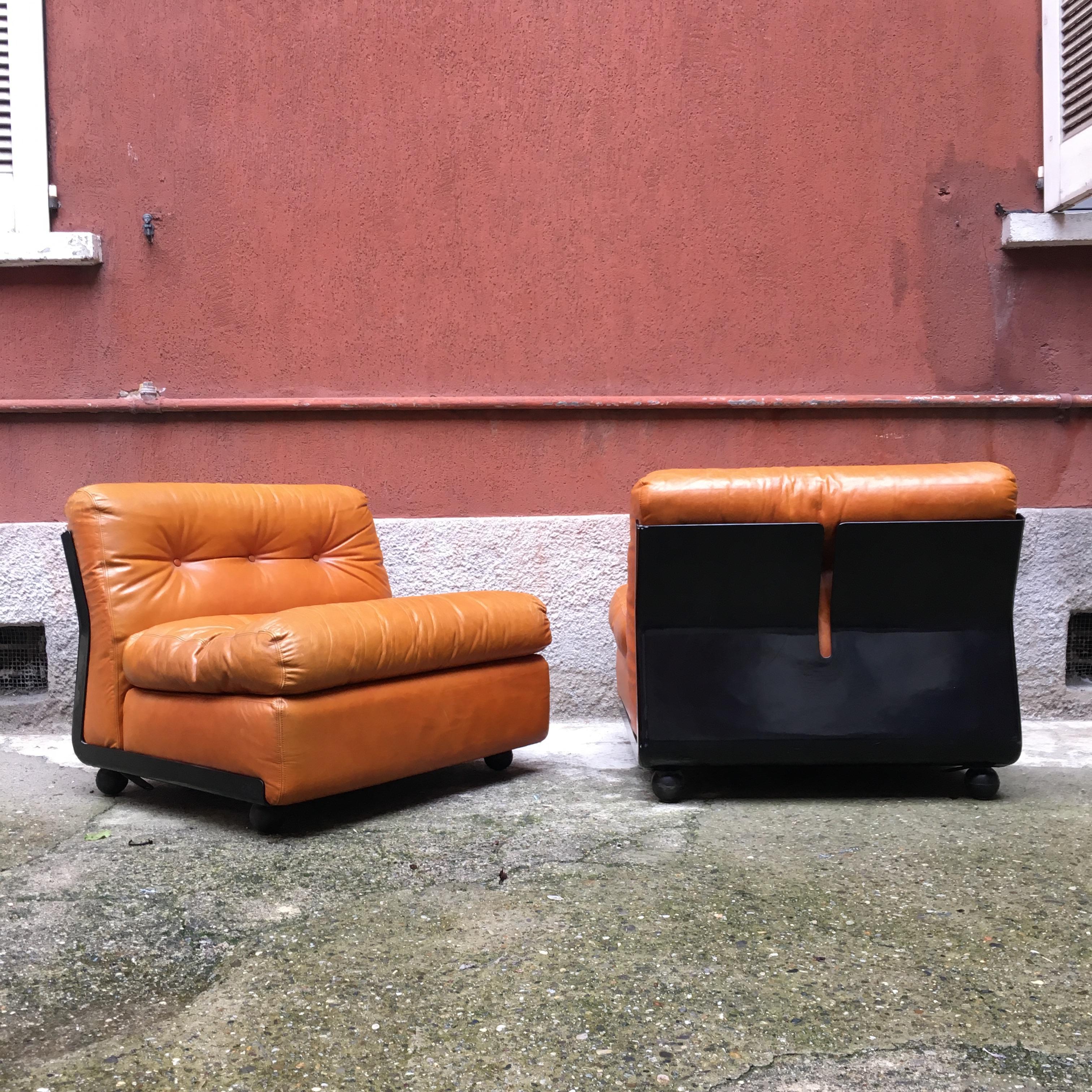 Leather Italian Amanta Lounge Set by Mario Bellini for B&B Italia, 1966