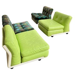 Italian Amanta Modular Set in Velvet and Leather by Mario Bellini for B&B, 1970