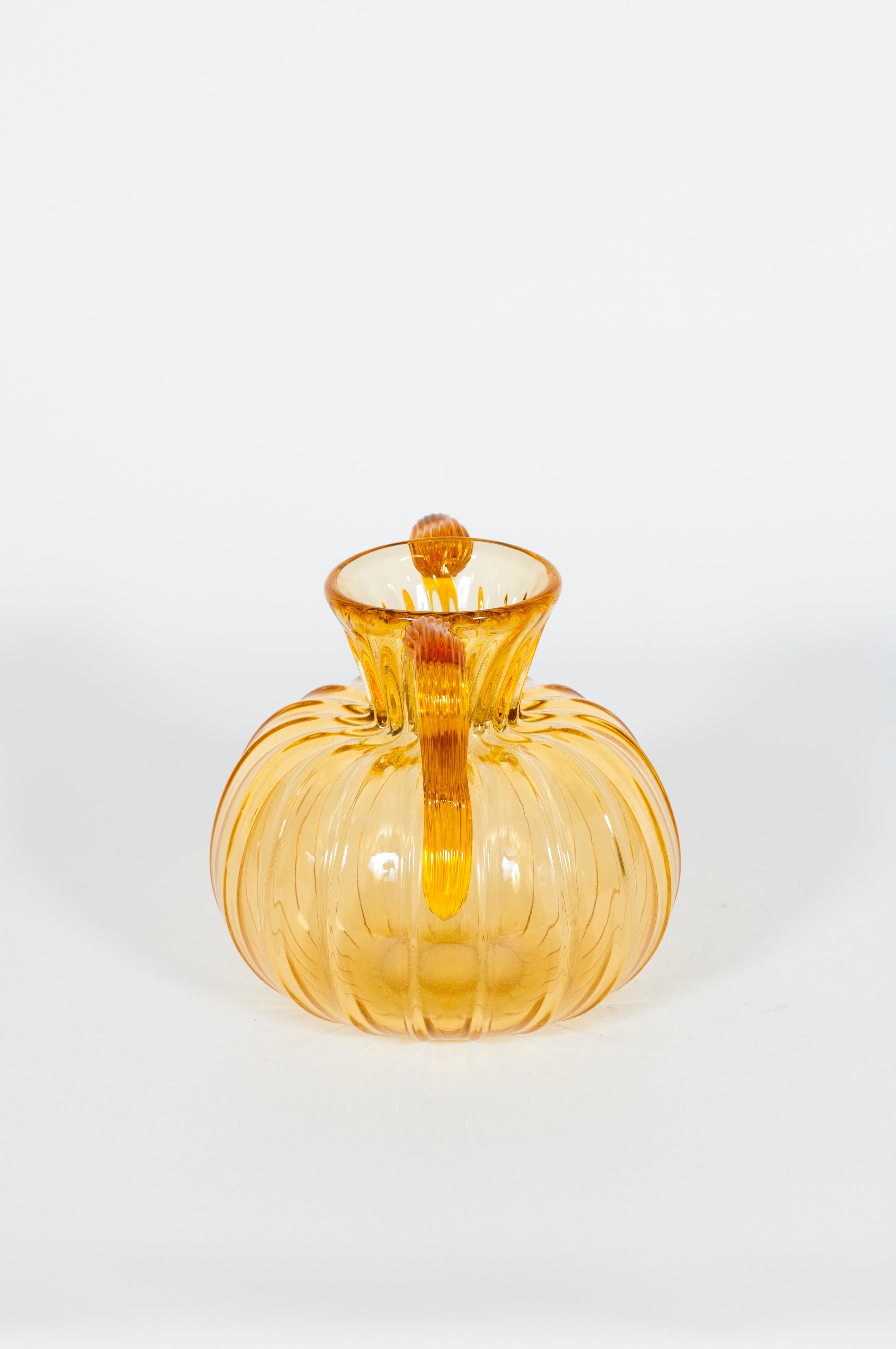 Modern Italian Amber-Color Murano Glass Amphora, 1980s, Venice For Sale