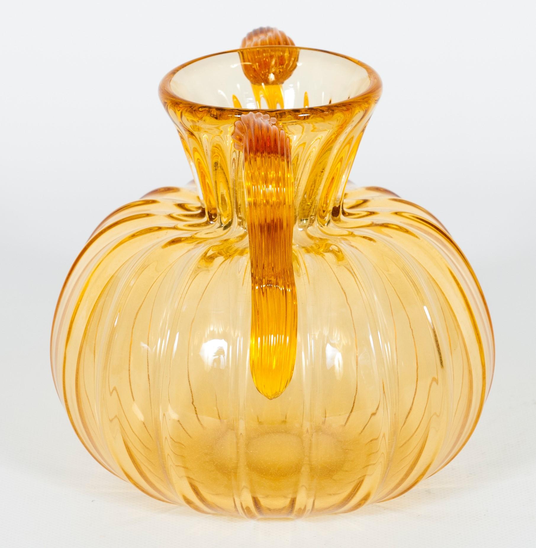 Italian Amber-Color Murano Glass Amphora, 1980s, Venice In Excellent Condition For Sale In Villaverla, IT