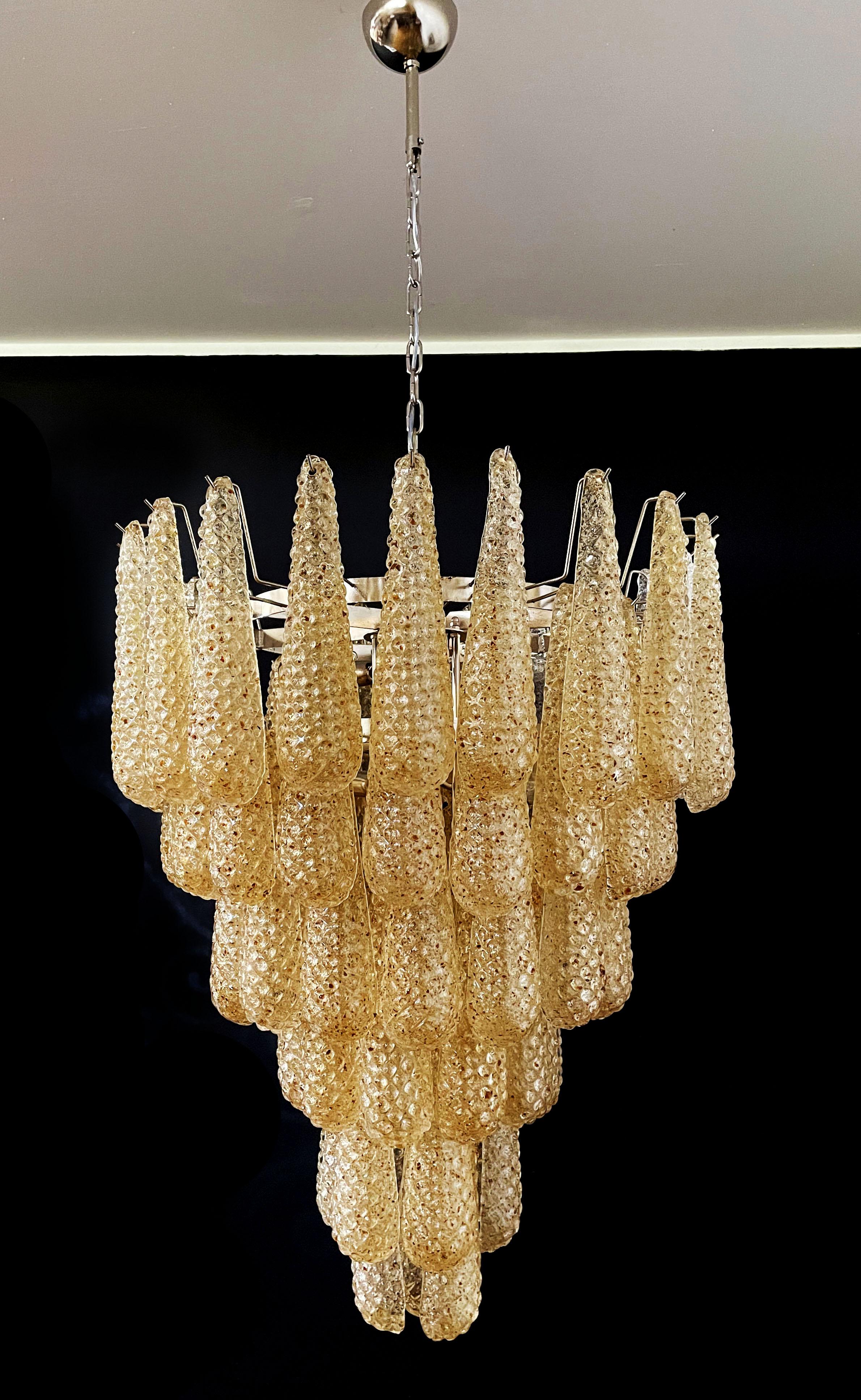 Lustre italien en cristal d'ambre de Murano en vente 2