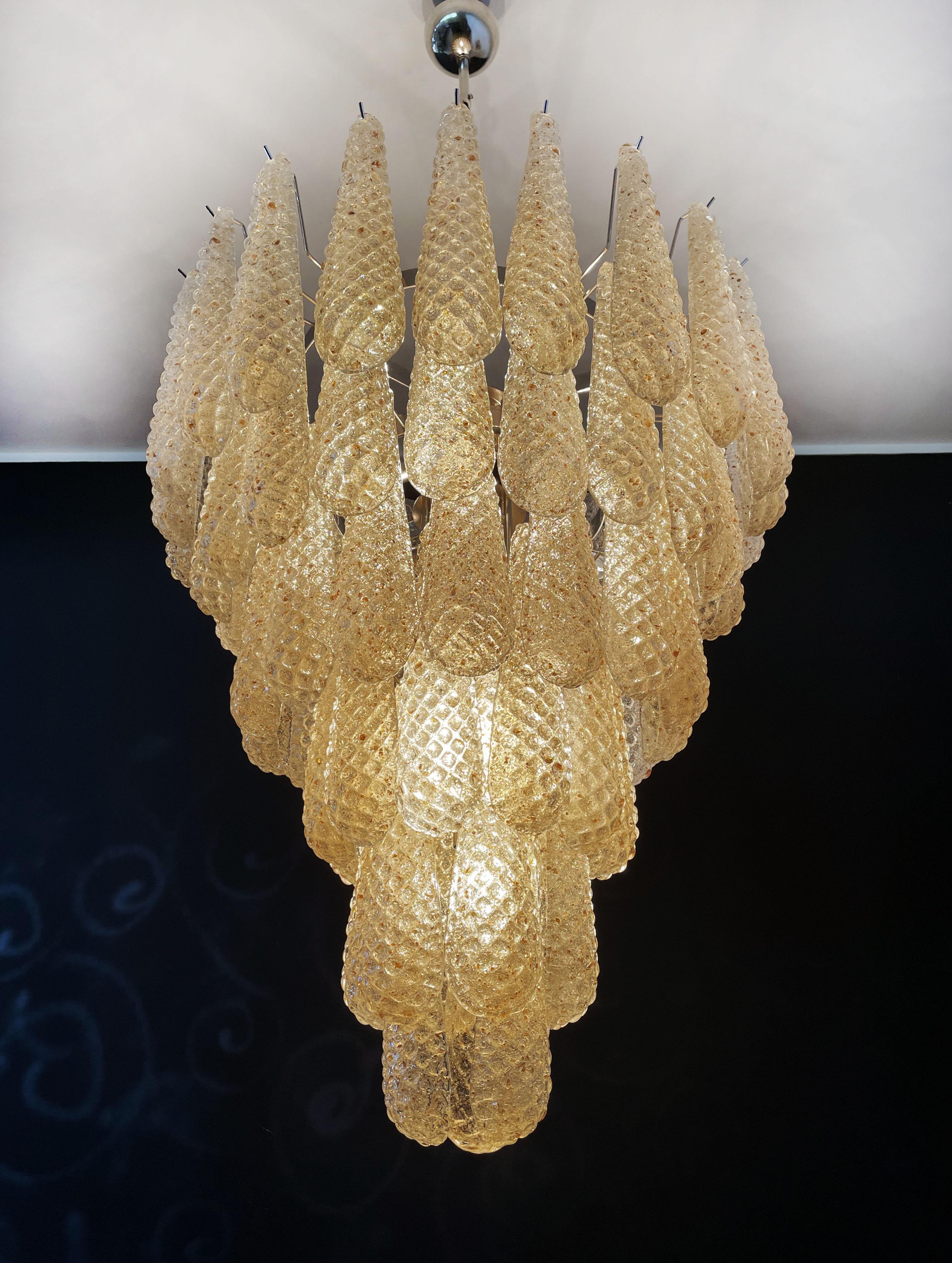 Lustre italien en cristal d'ambre de Murano en vente 4