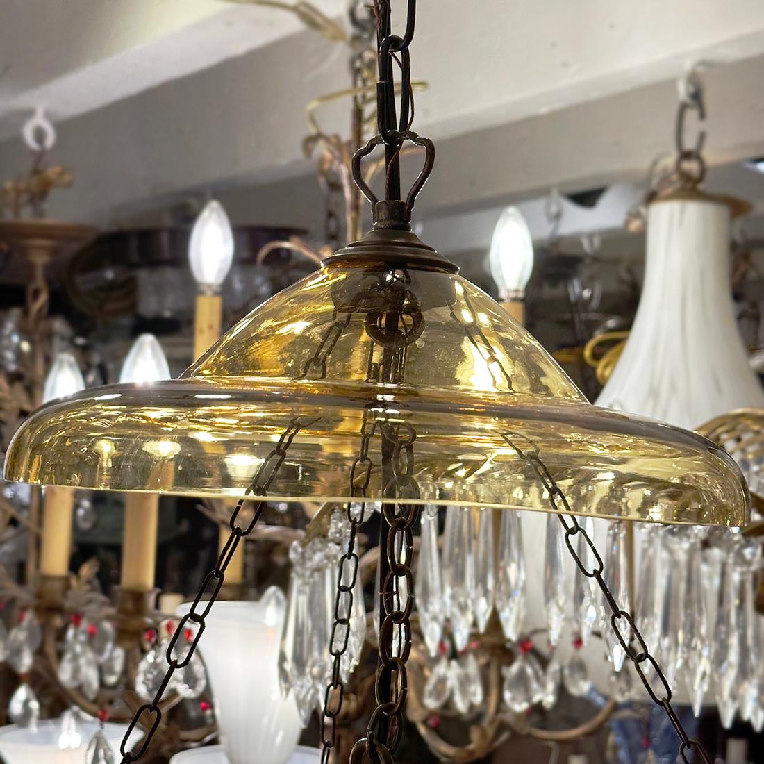 Glass Italian Amber Etched Lantern For Sale