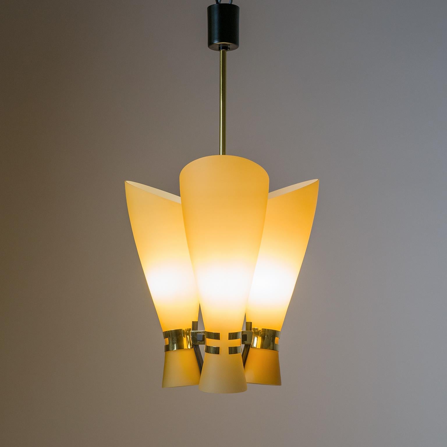 Frosted Italian Amber Glass Chandelier, circa 1960