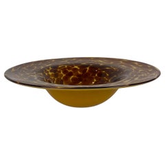 Amber Murano Art Glass Centerpiece Bowl, Large Tortoiseshell Motif, MCM