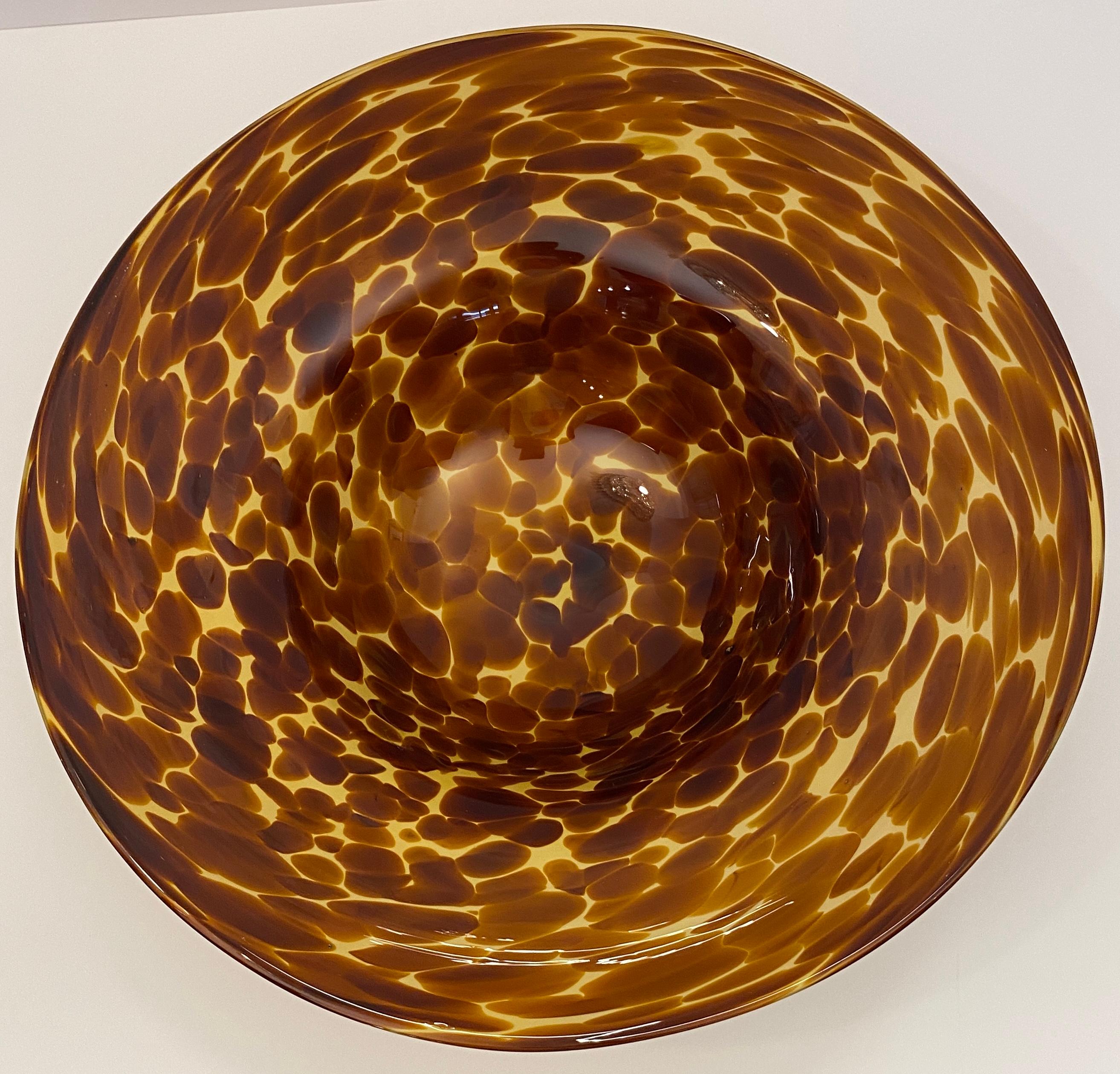 Italienische Schale aus Bernstein-Murano-Kunstglas, Schale mit Schildpatt-Motiv aus mundgeblasenem Glas im Angebot 2