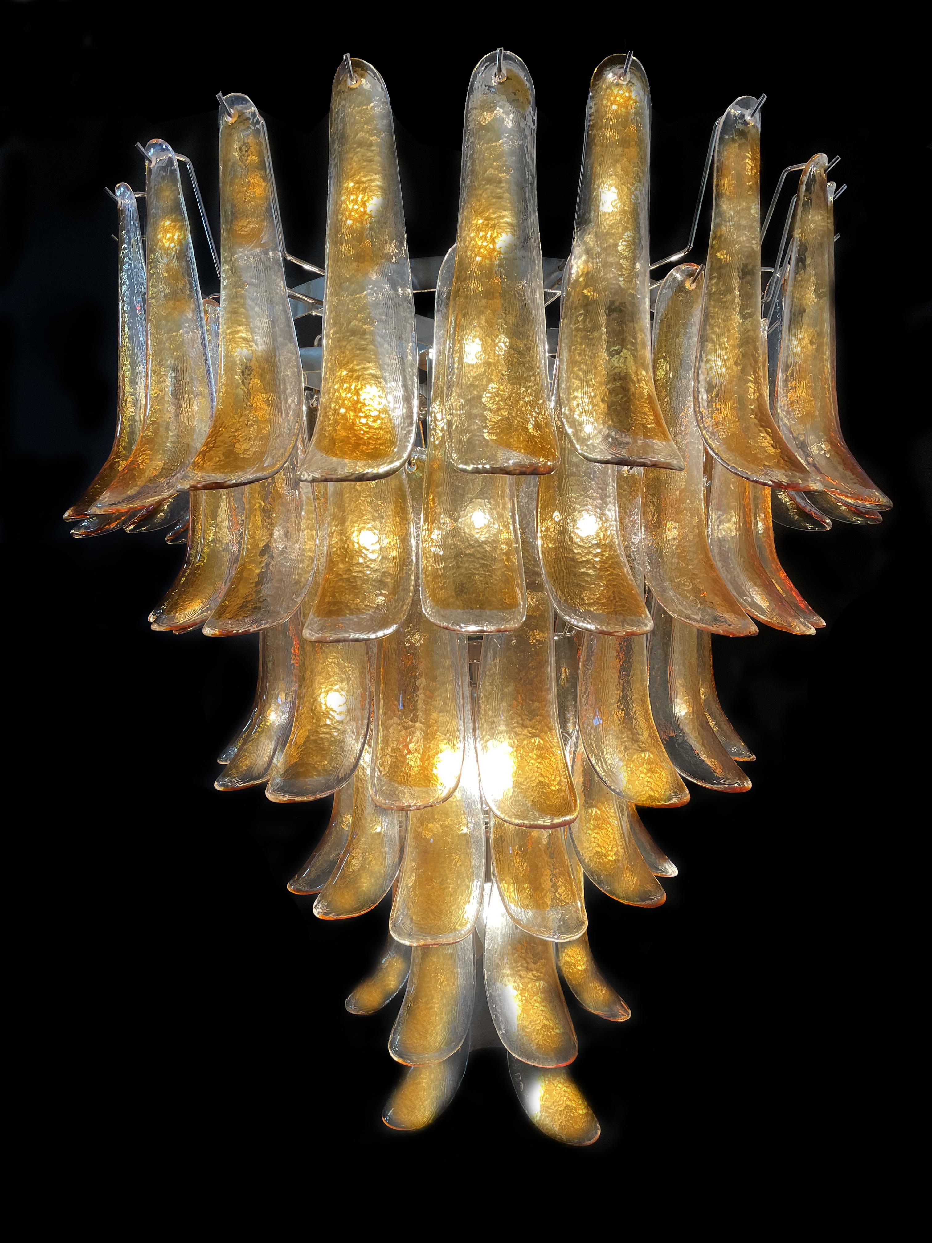 Italian Amber Petal Chandelier, Murano In Excellent Condition For Sale In Budapest, HU