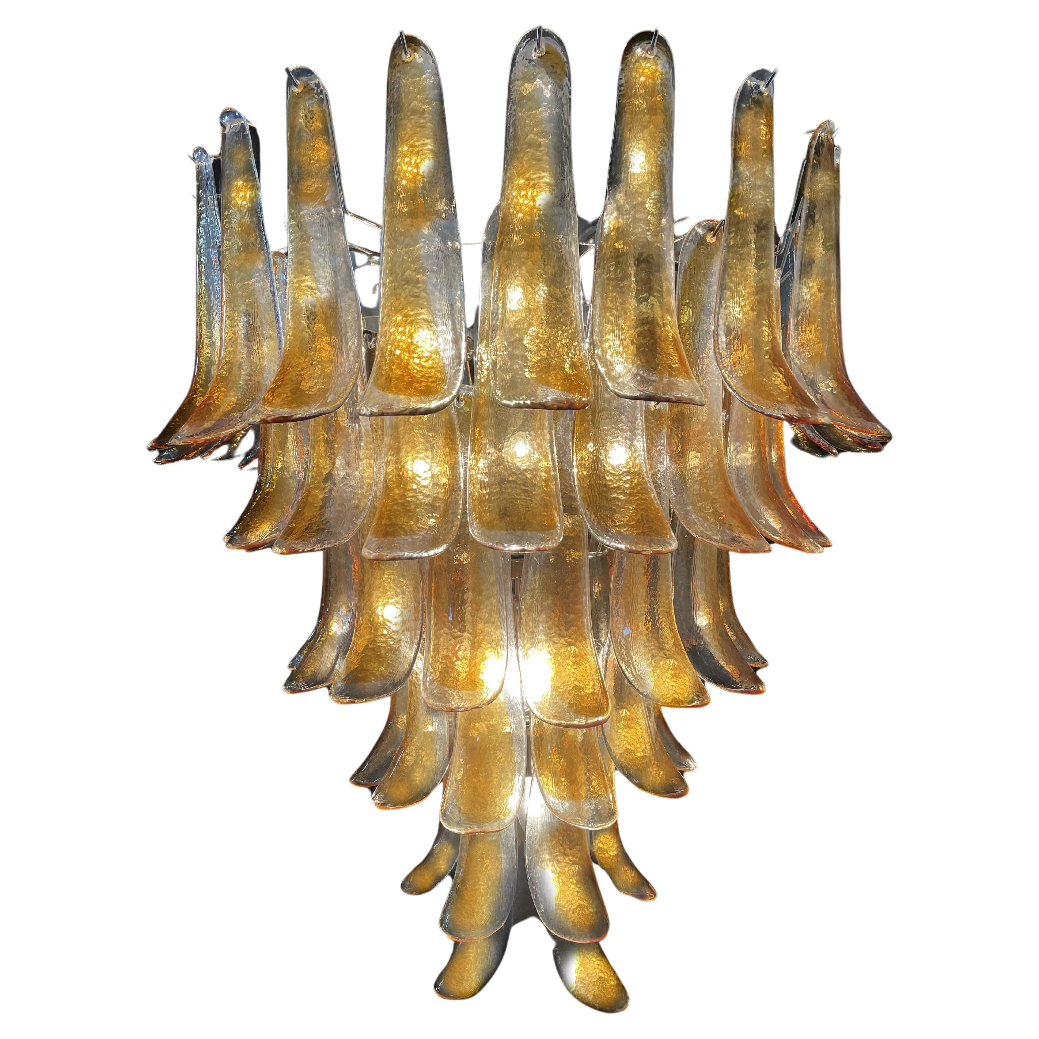 Italian Amber Petal Chandelier, Murano For Sale